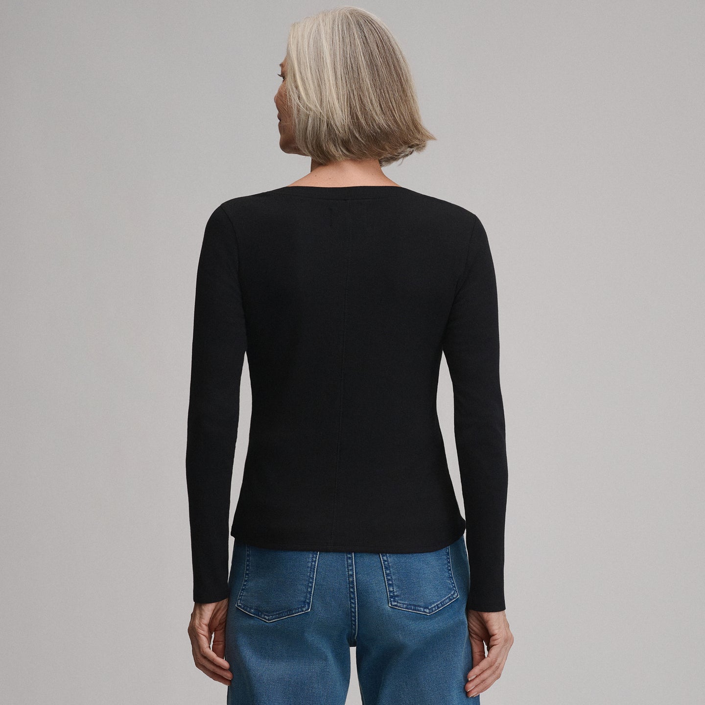 Women's Softline Rib Long-Sleeve Henley-Black-6