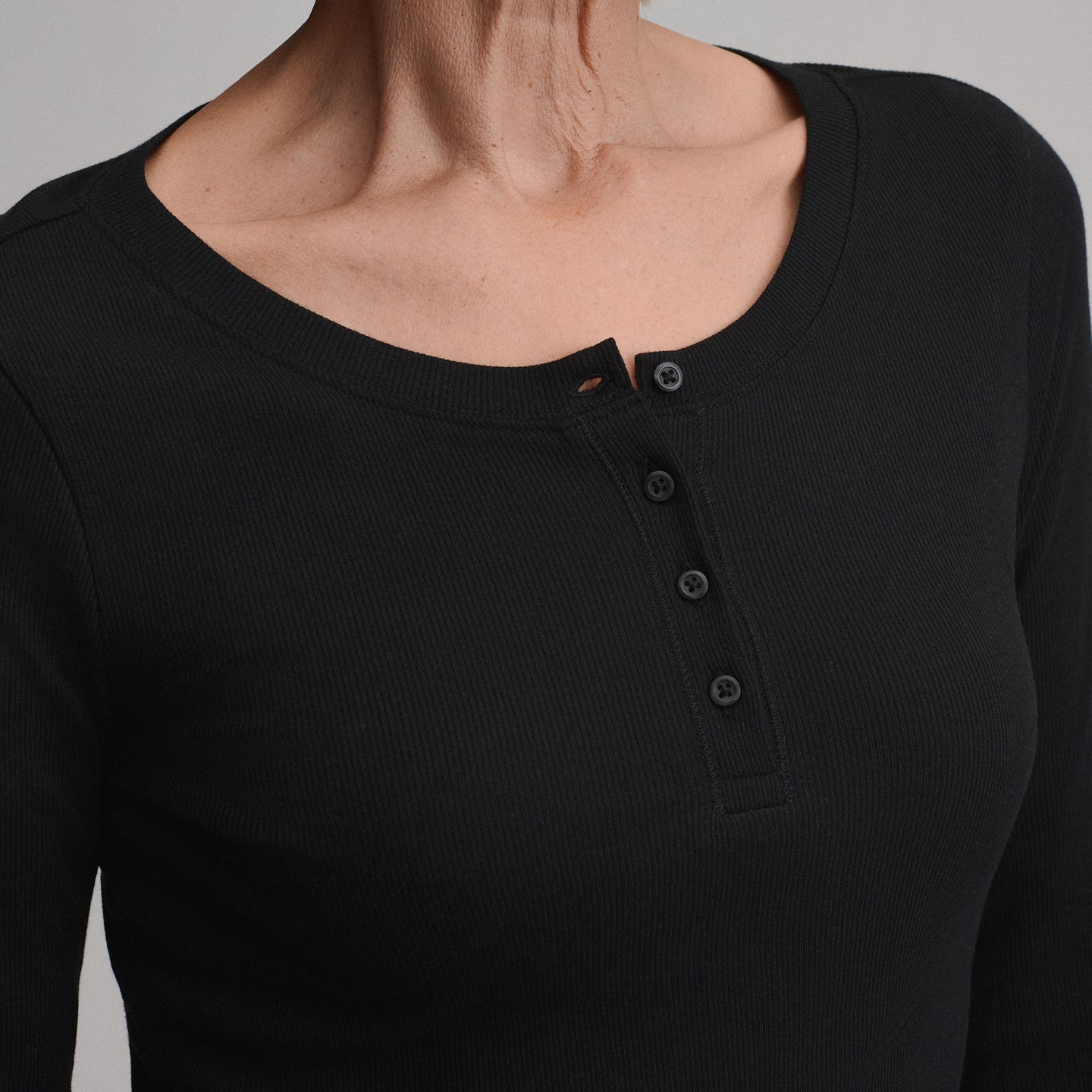 Women's Softline Rib Long-Sleeve Henley-Black-7