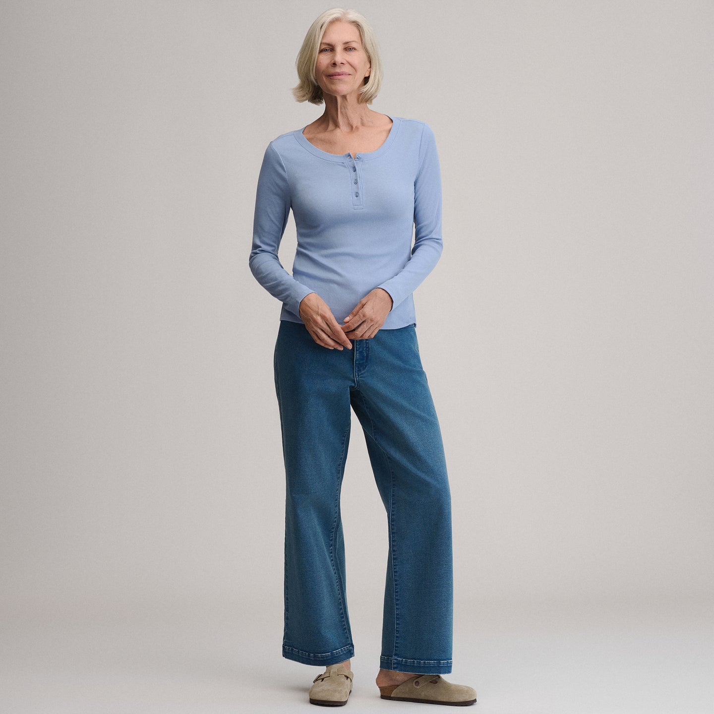 Women's Softline Rib Long-Sleeve Henley-Cascade-12