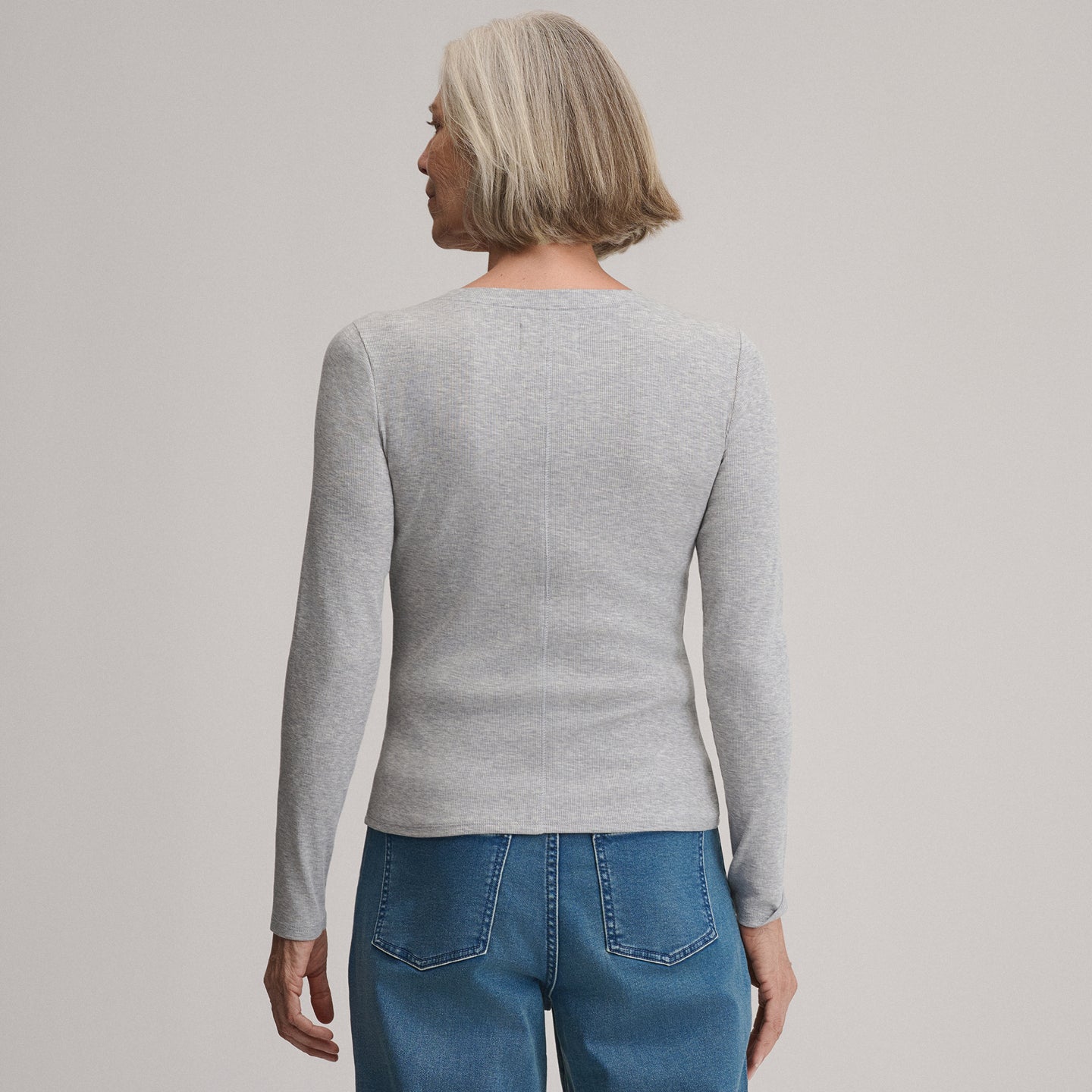 Women's Softline Rib Long-Sleeve Henley-Light Hthr Gray-14