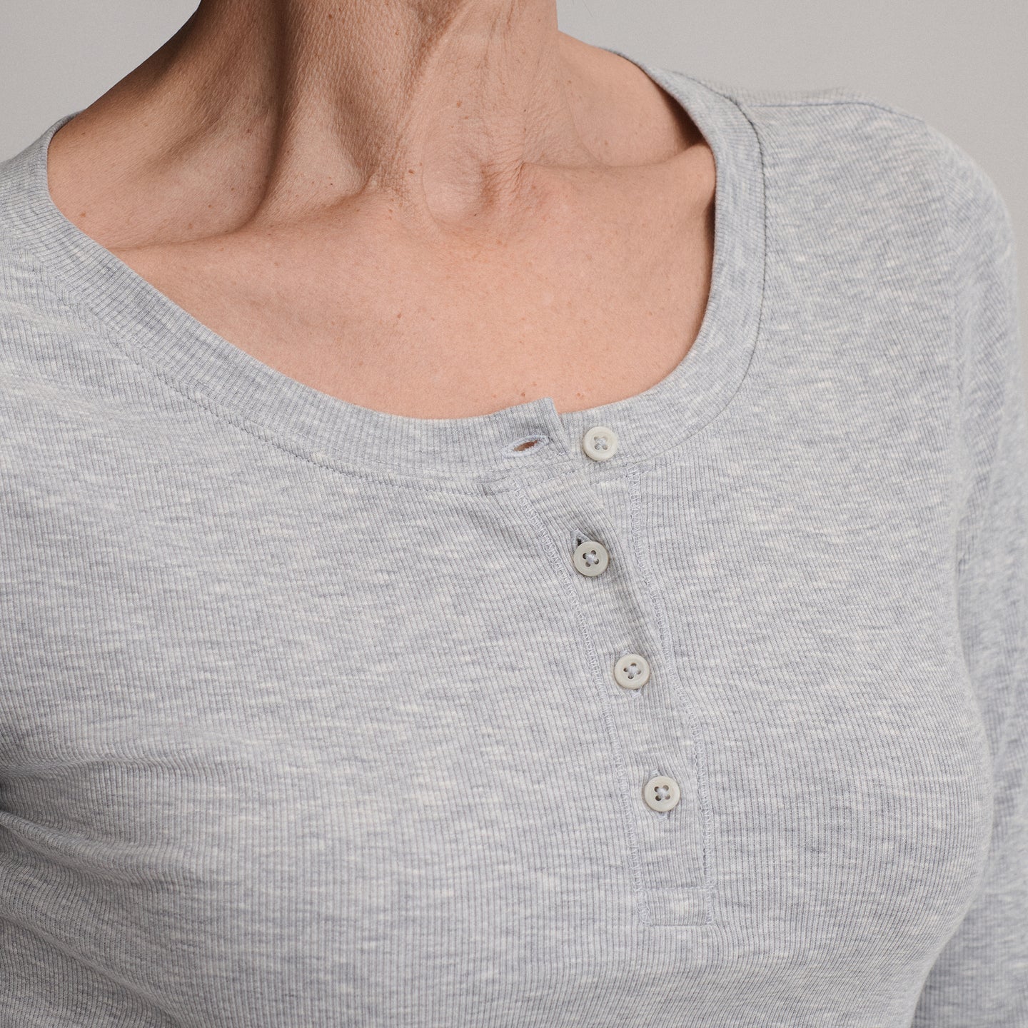 Women's Softline Rib Long-Sleeve Henley-Light Hthr Gray-15