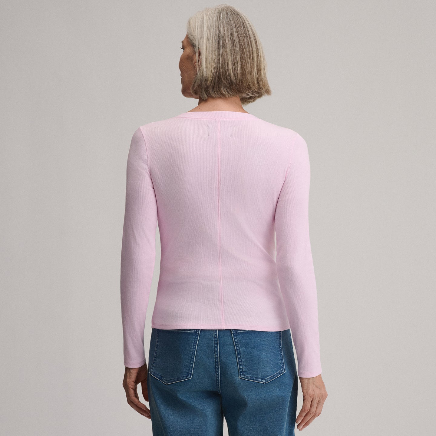 Women's Softline Rib Long-Sleeve Henley-Light Pink-18