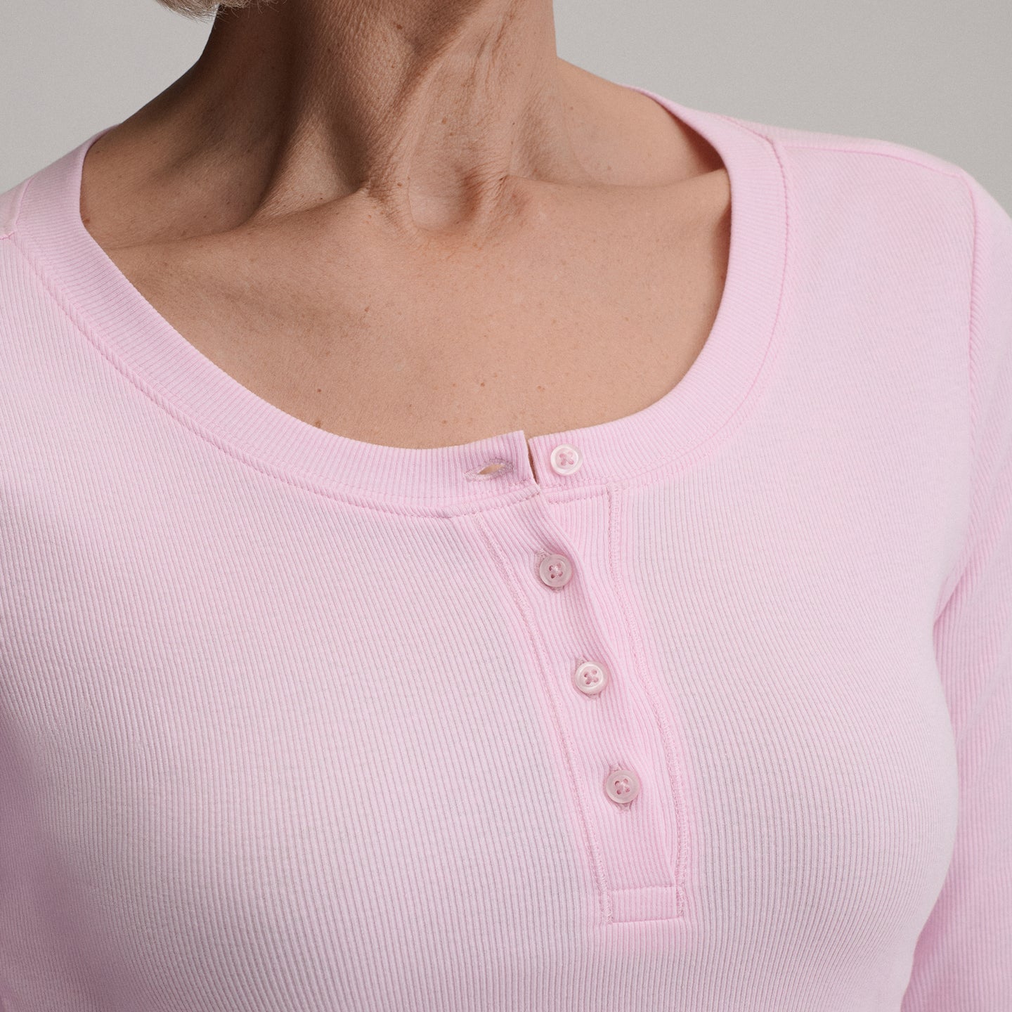 Women's Softline Rib Long-Sleeve Henley-Light Pink-19