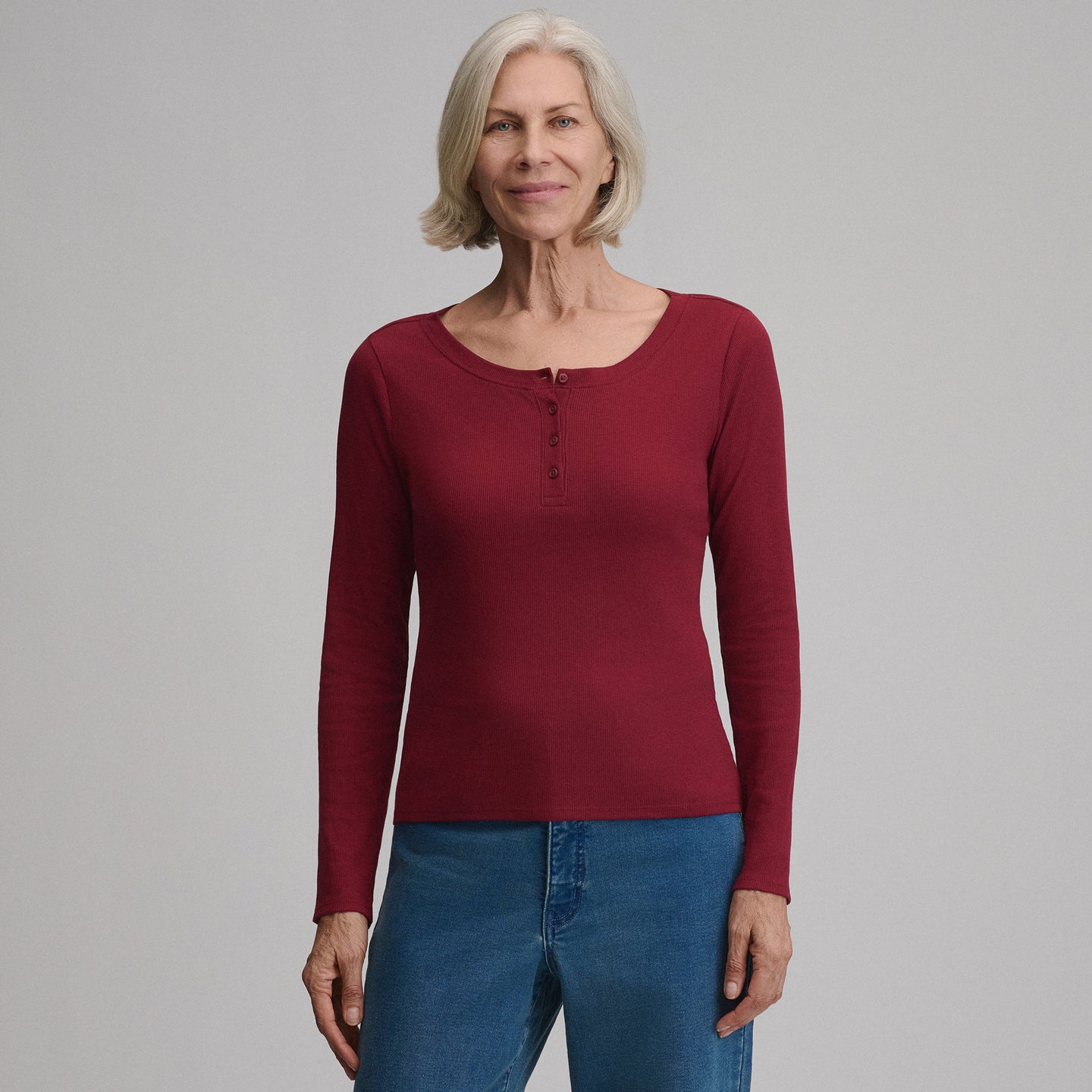 Women's Softline Rib Long-Sleeve Henley-Blossom-21