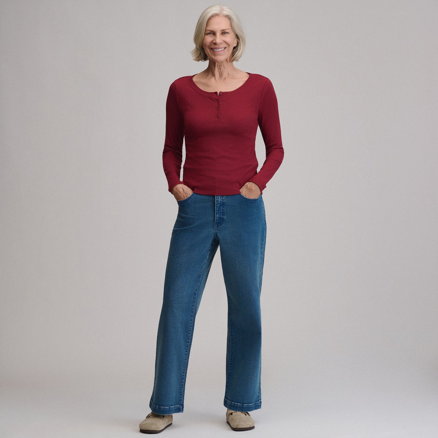 Women's Softline Rib Long-Sleeve Henley-Blossom-24