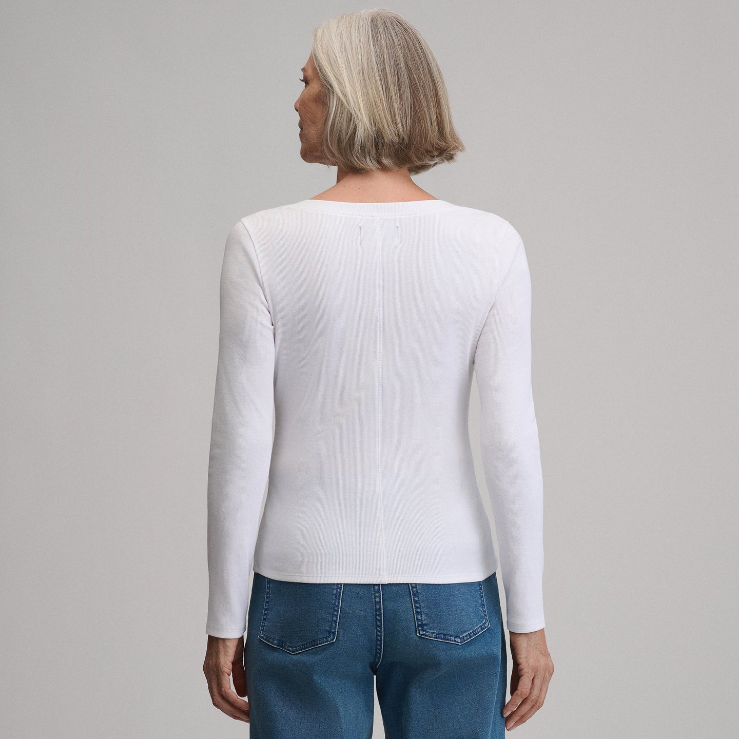 Women's Softline Rib Long-Sleeve Henley-White-26