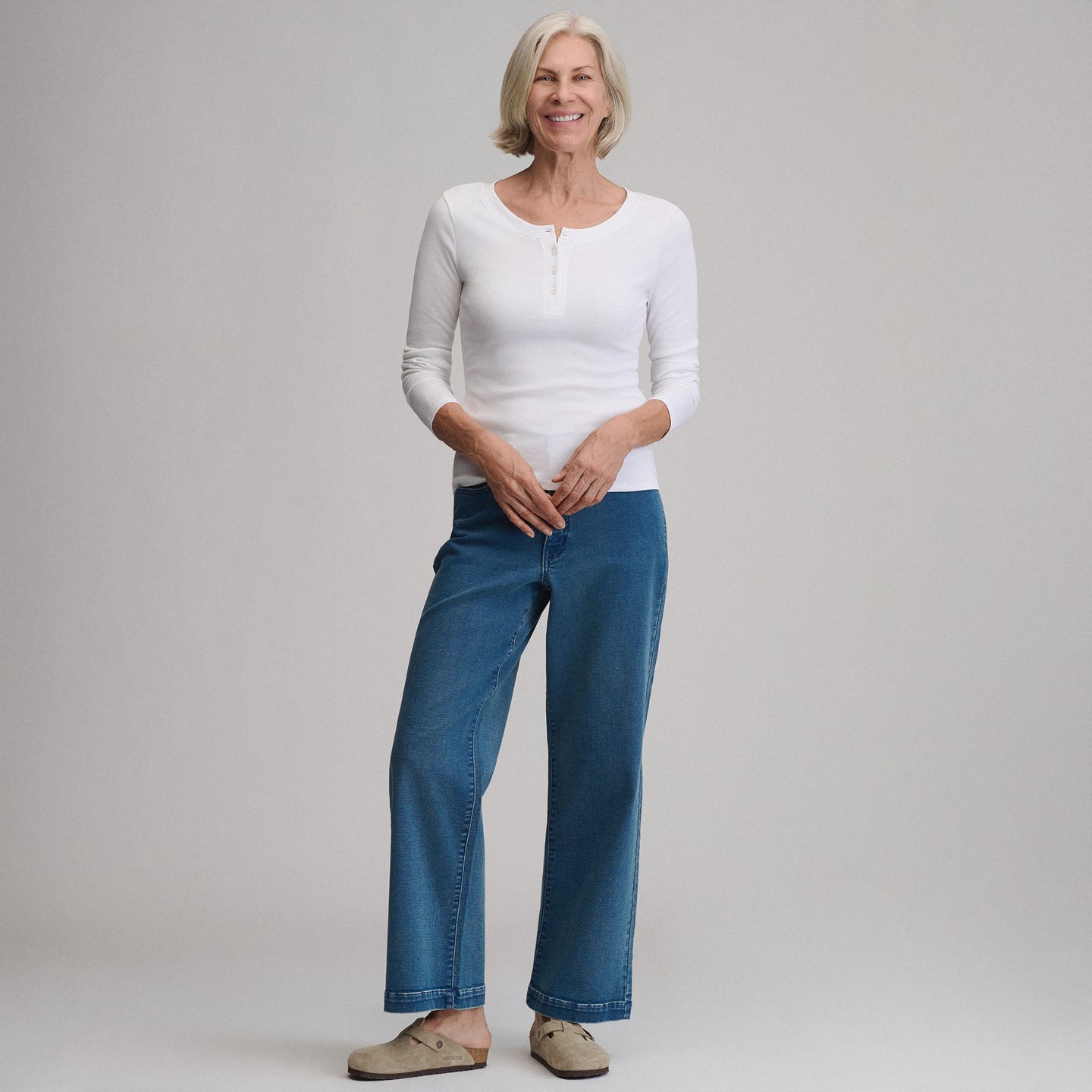Women's Softline Rib Long-Sleeve Henley-White-28