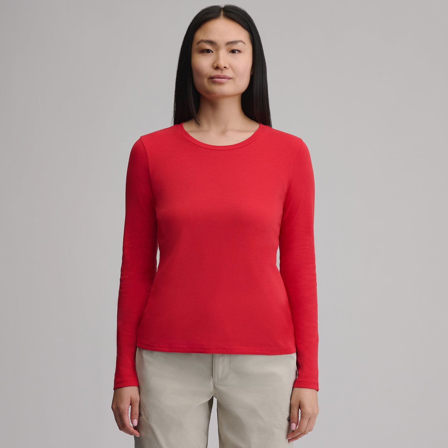 Women's Everyday Long-Sleeve Crewneck T-Shirt-Chili-31