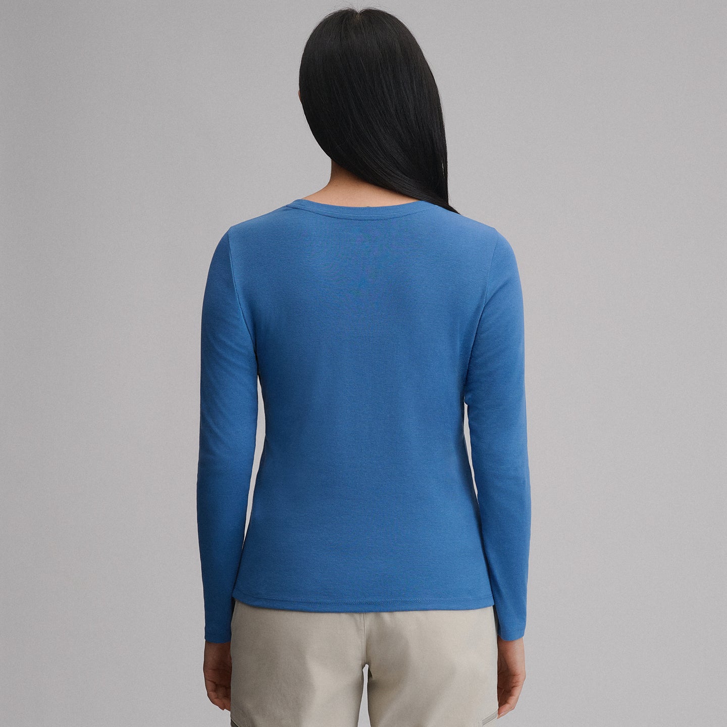 Women's Everyday Long-Sleeve Crewneck T-Shirt-Dk Chambray-36
