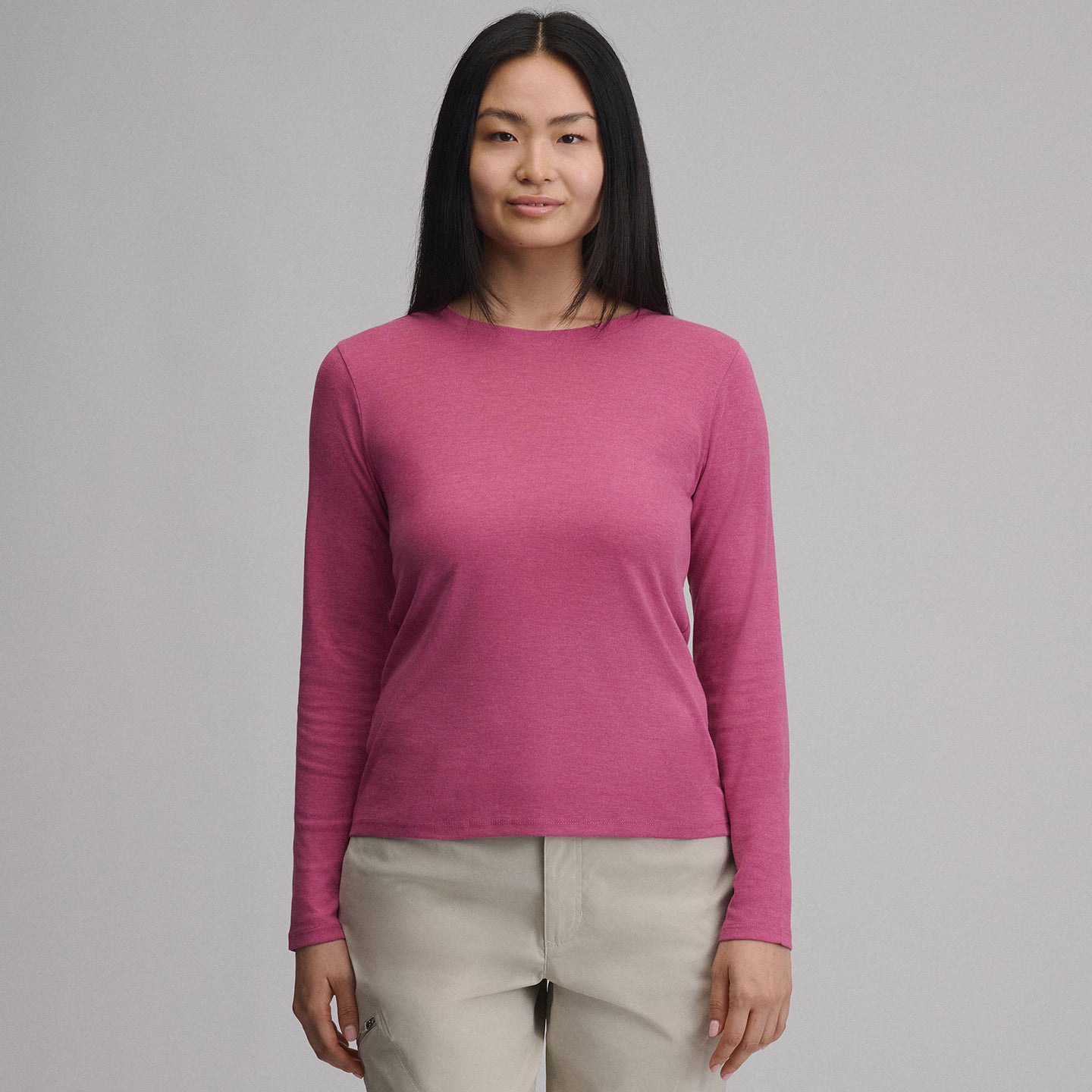 Women's Everyday Long-Sleeve Crewneck T-Shirt-Dusty Rose-39