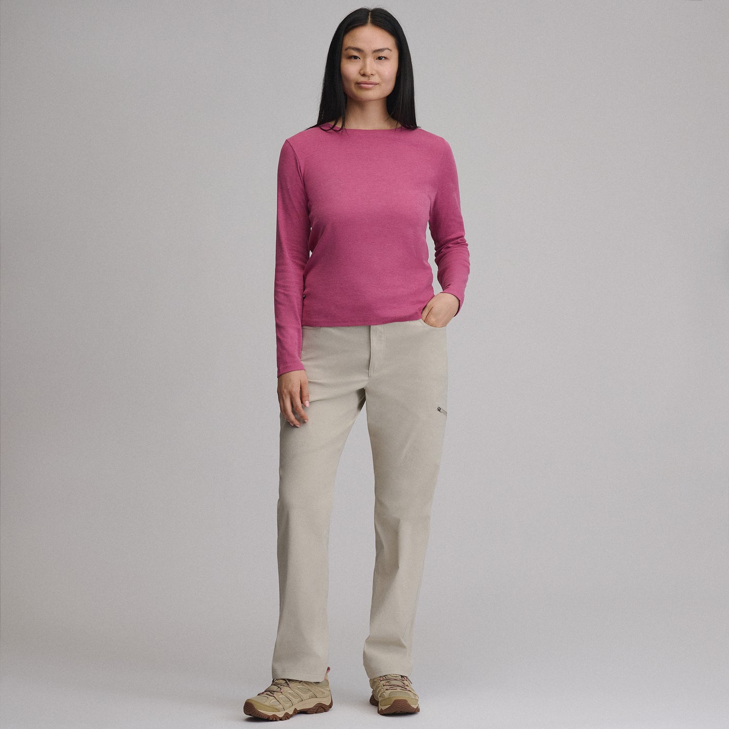 Women's Everyday Long-Sleeve Crewneck T-Shirt-Dusty Rose-42