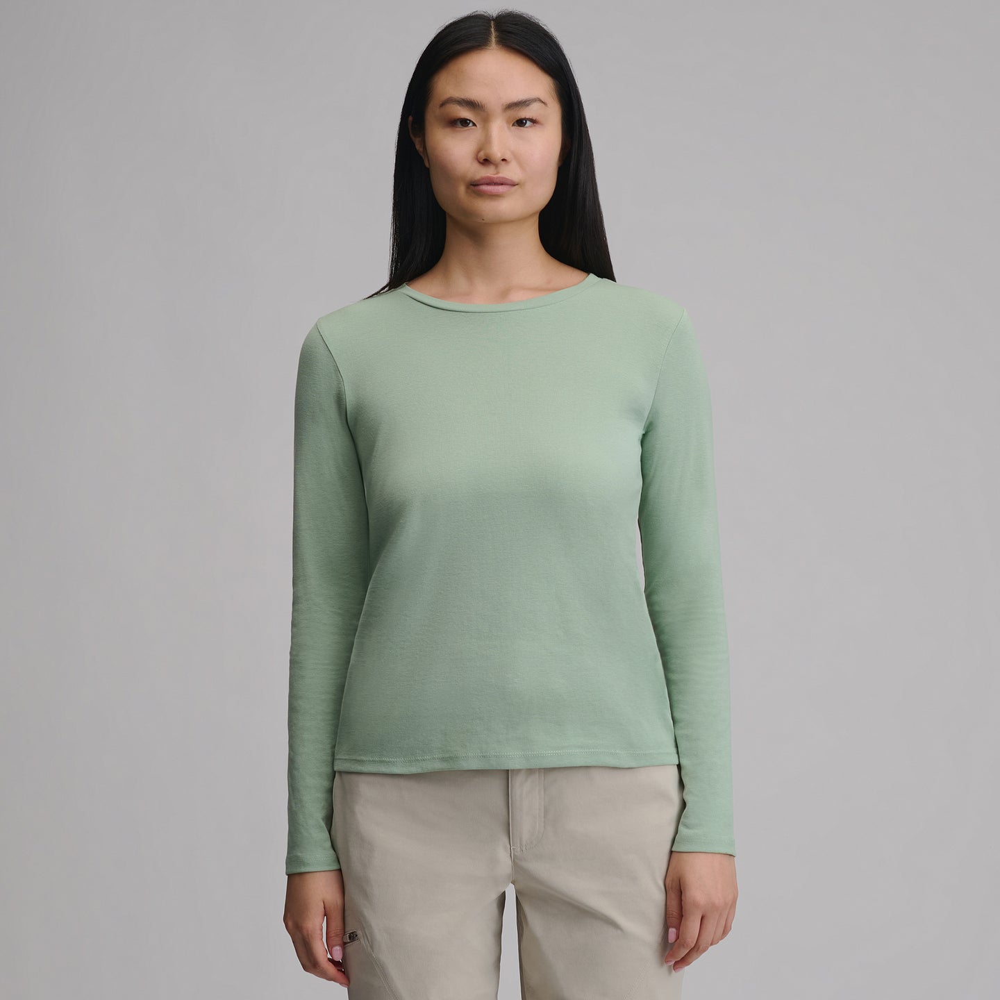 Women's Everyday Long-Sleeve Crewneck T-Shirt-Limestone-47