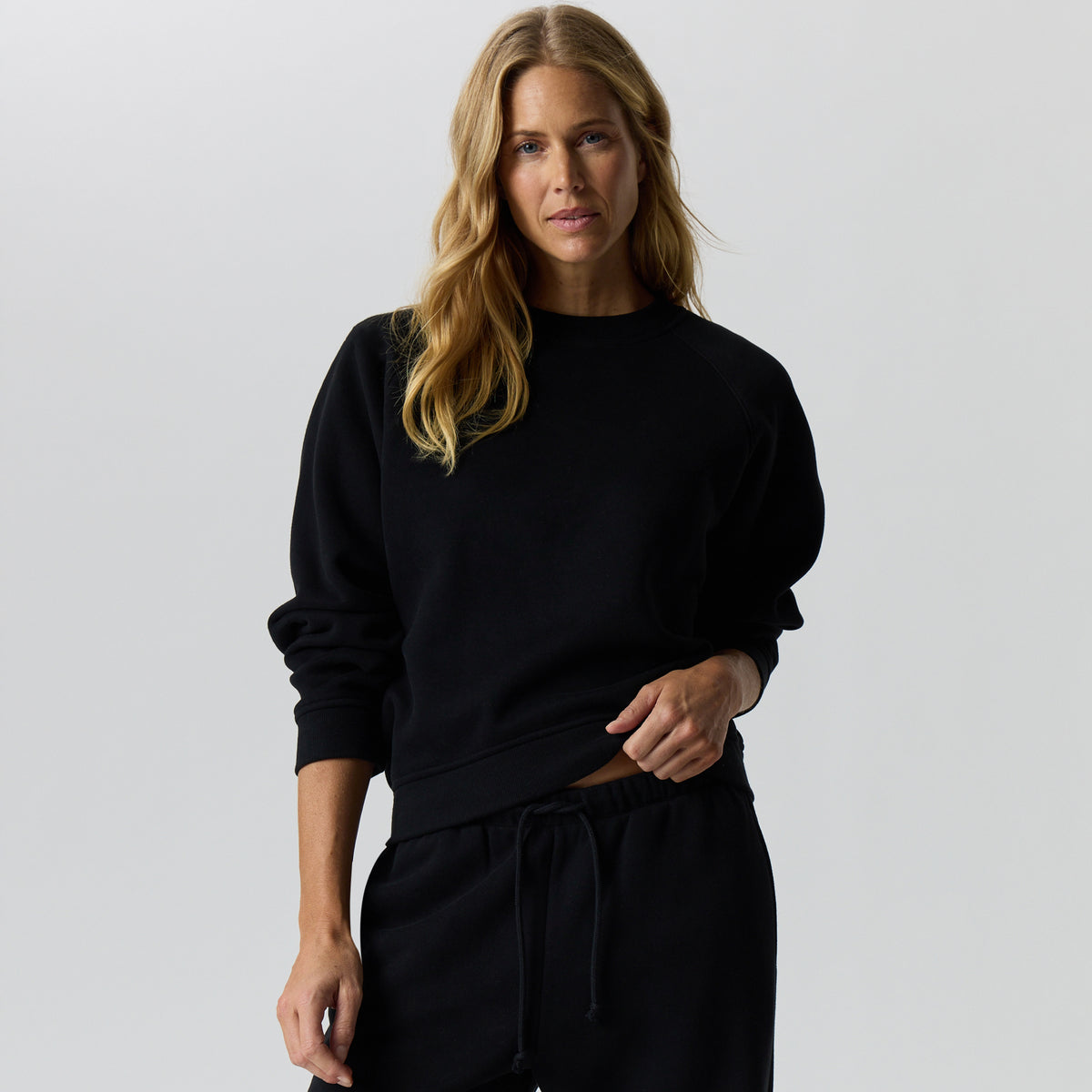 Women's Vintage Soft Crew Sweatshirt-Black-2