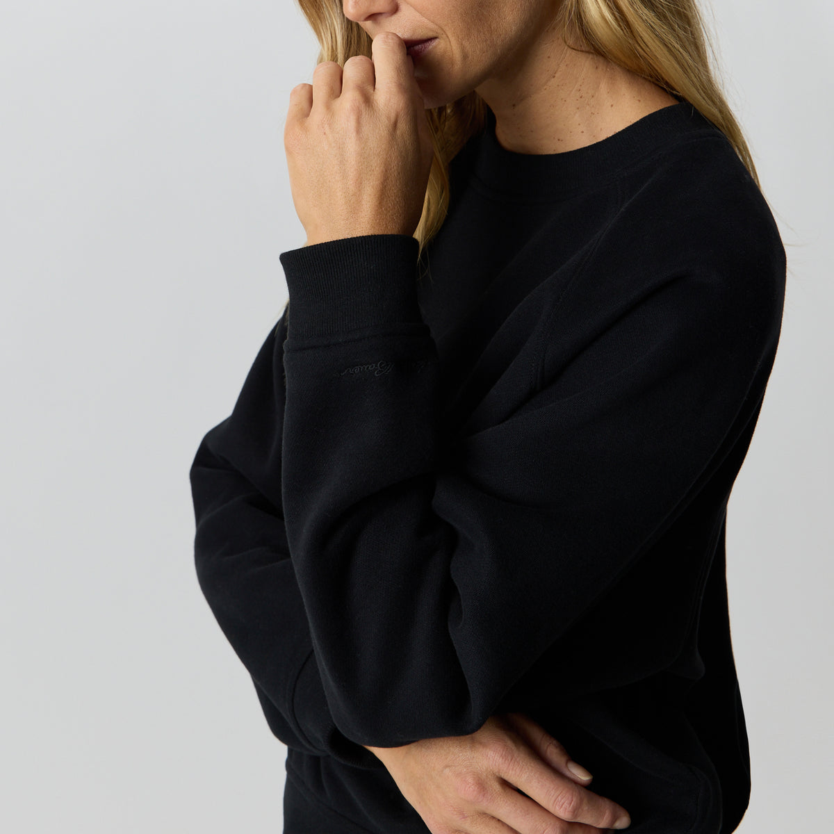 Women's Vintage Soft Crew Sweatshirt-Black-4