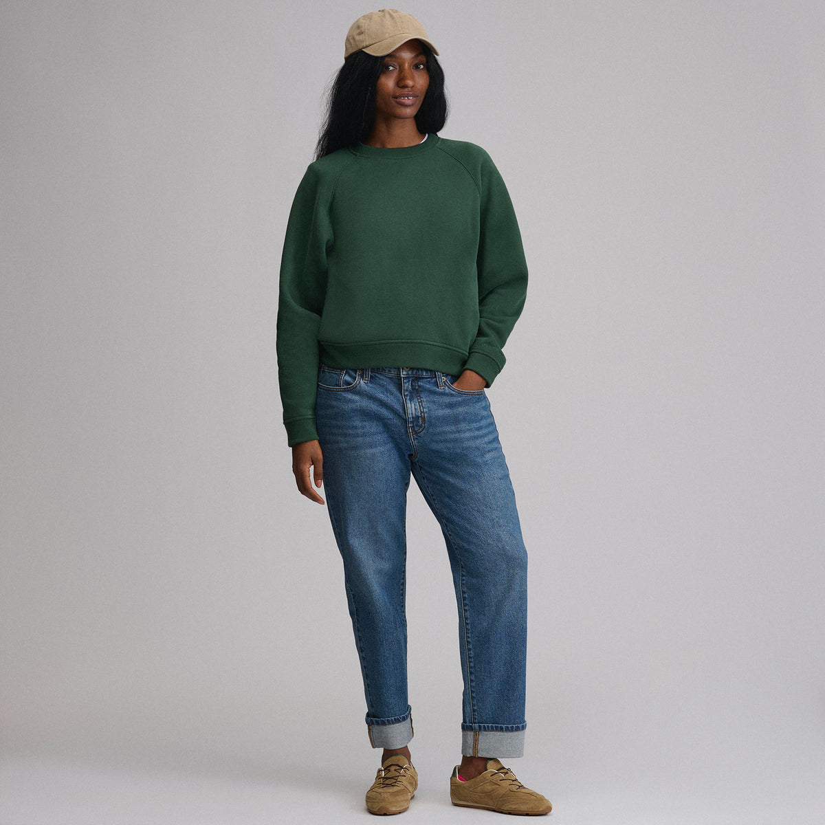 Women's Vintage Soft Crew Sweatshirt-Dark Mint-Regular-T1
