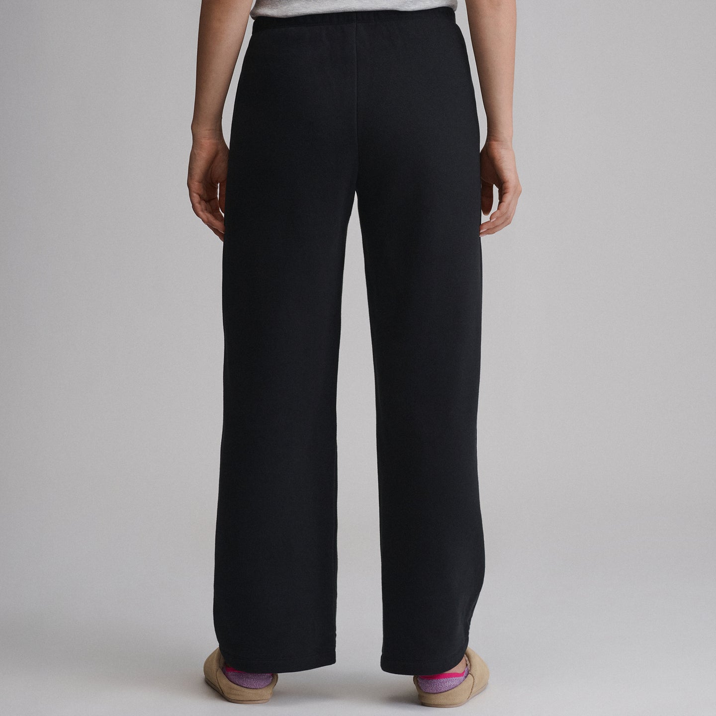 Women's Vintage Soft Relaxed Fit Wide Leg Sweatpants-Black-2