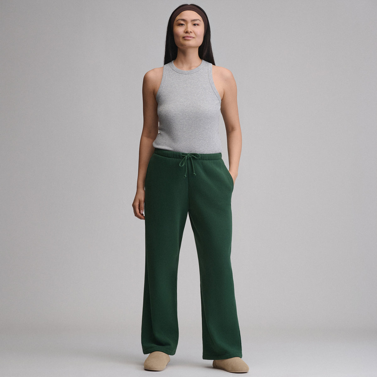 Women's Vintage Soft Relaxed Fit Wide Leg Sweatpants-Dark Mint-8