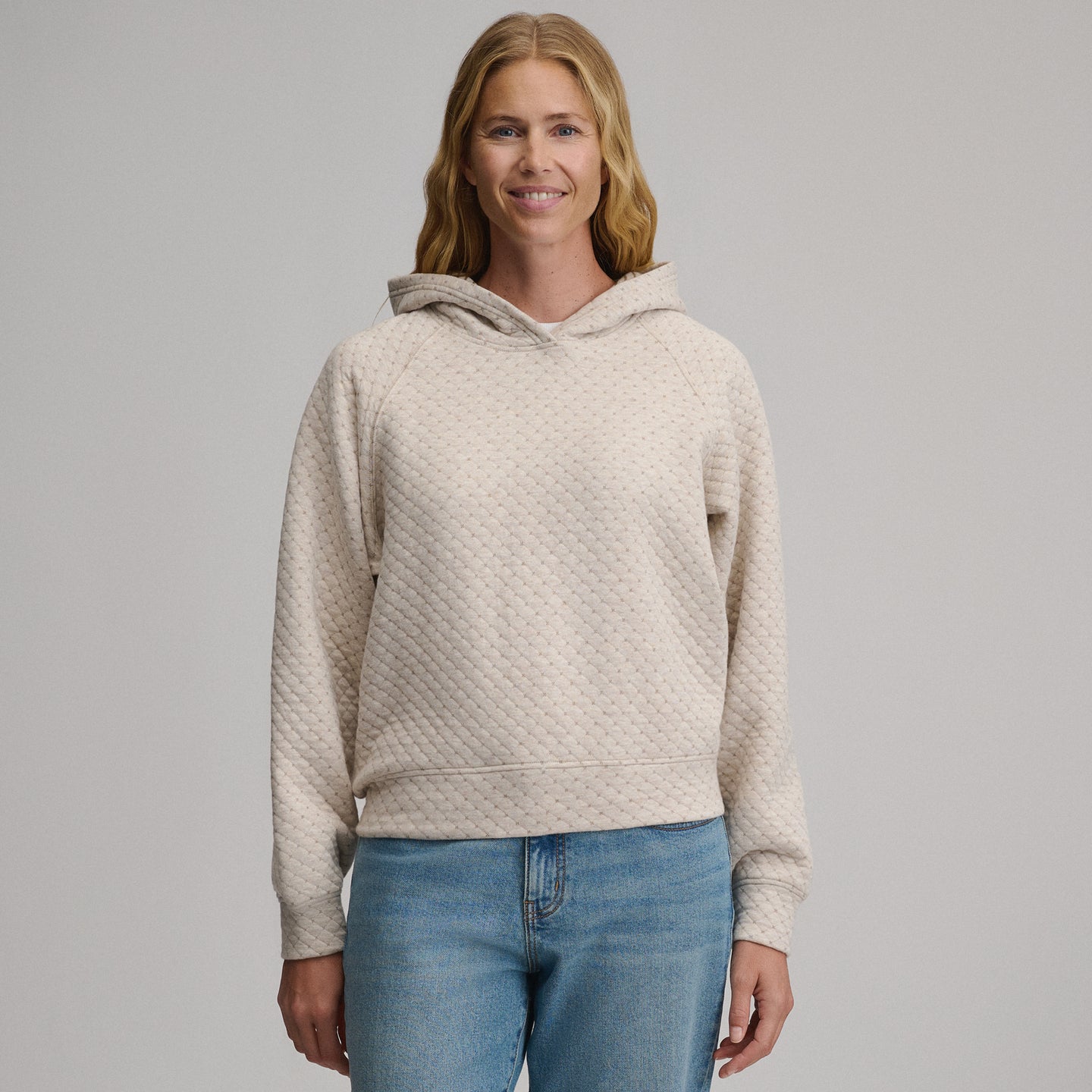 Women's Quilted Hoody-Heather Oatmeal-9