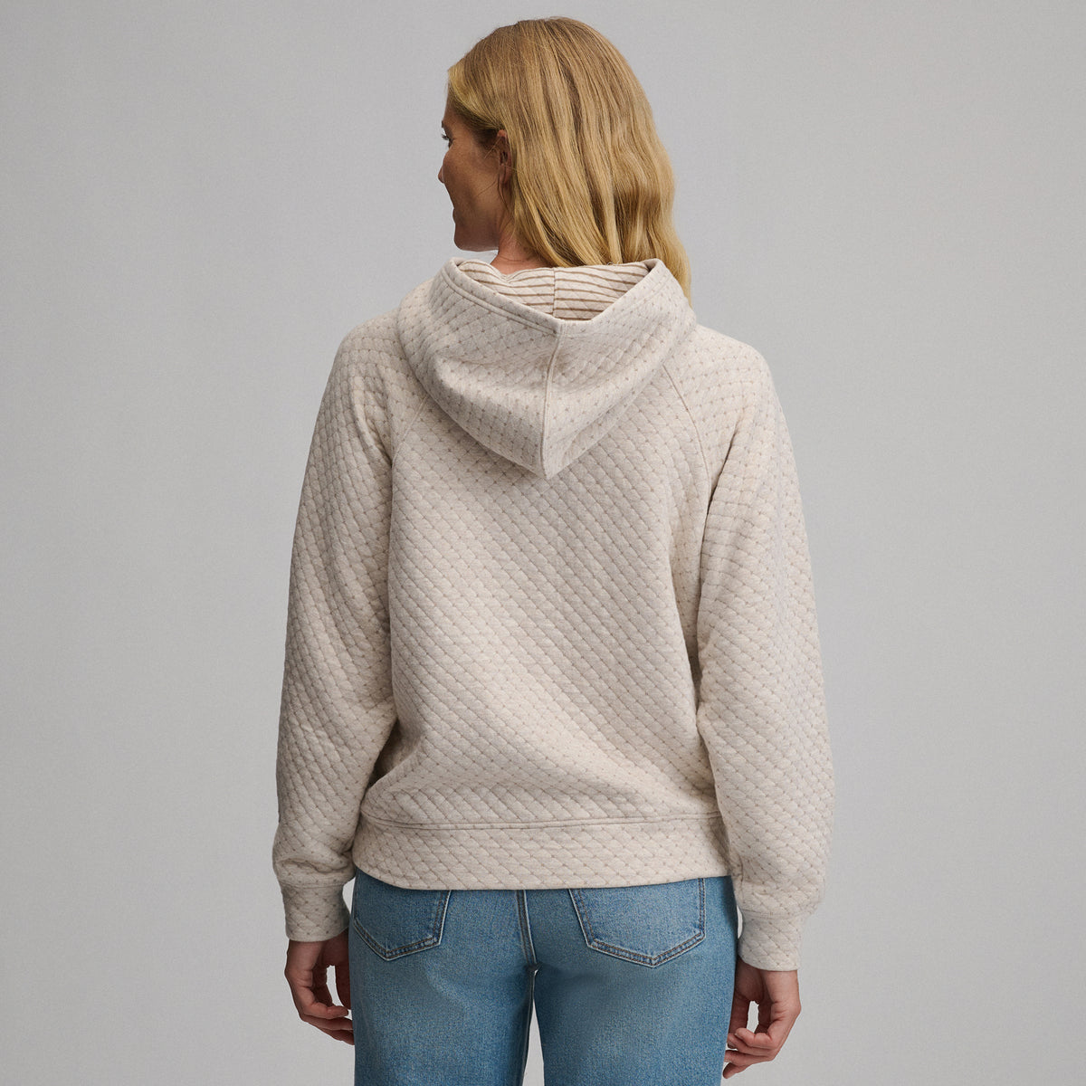 Women's Quilted Hoody-Heather Oatmeal-10