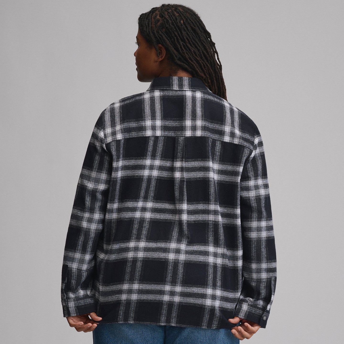 Women's Long-Sleeve Heritage Soft Classic Flannel Shirt-Black-2
