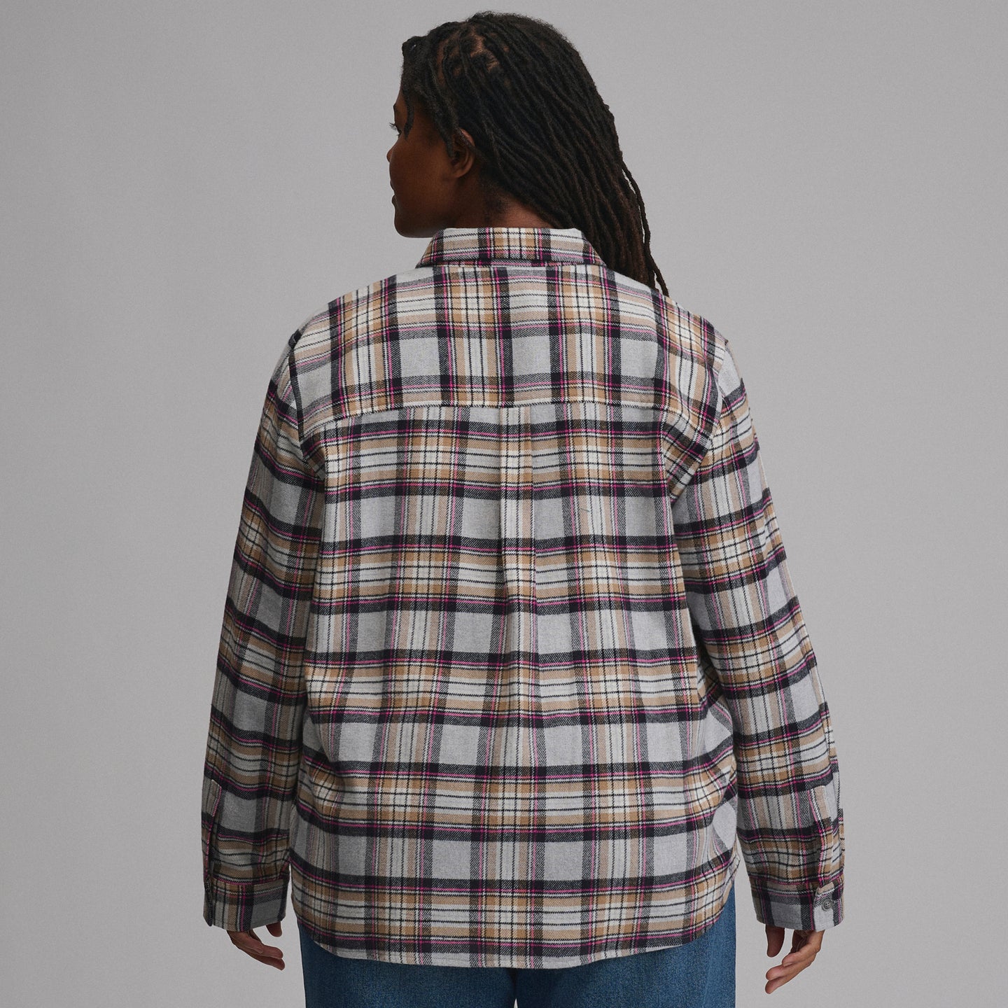 Women's Long-Sleeve Heritage Soft Classic Flannel Shirt-Med Heather Gray-2