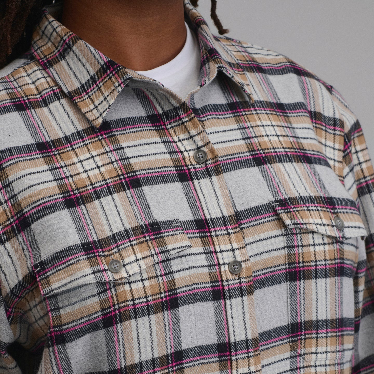 Women's Long-Sleeve Heritage Soft Classic Flannel Shirt-Med Heather Gray-3