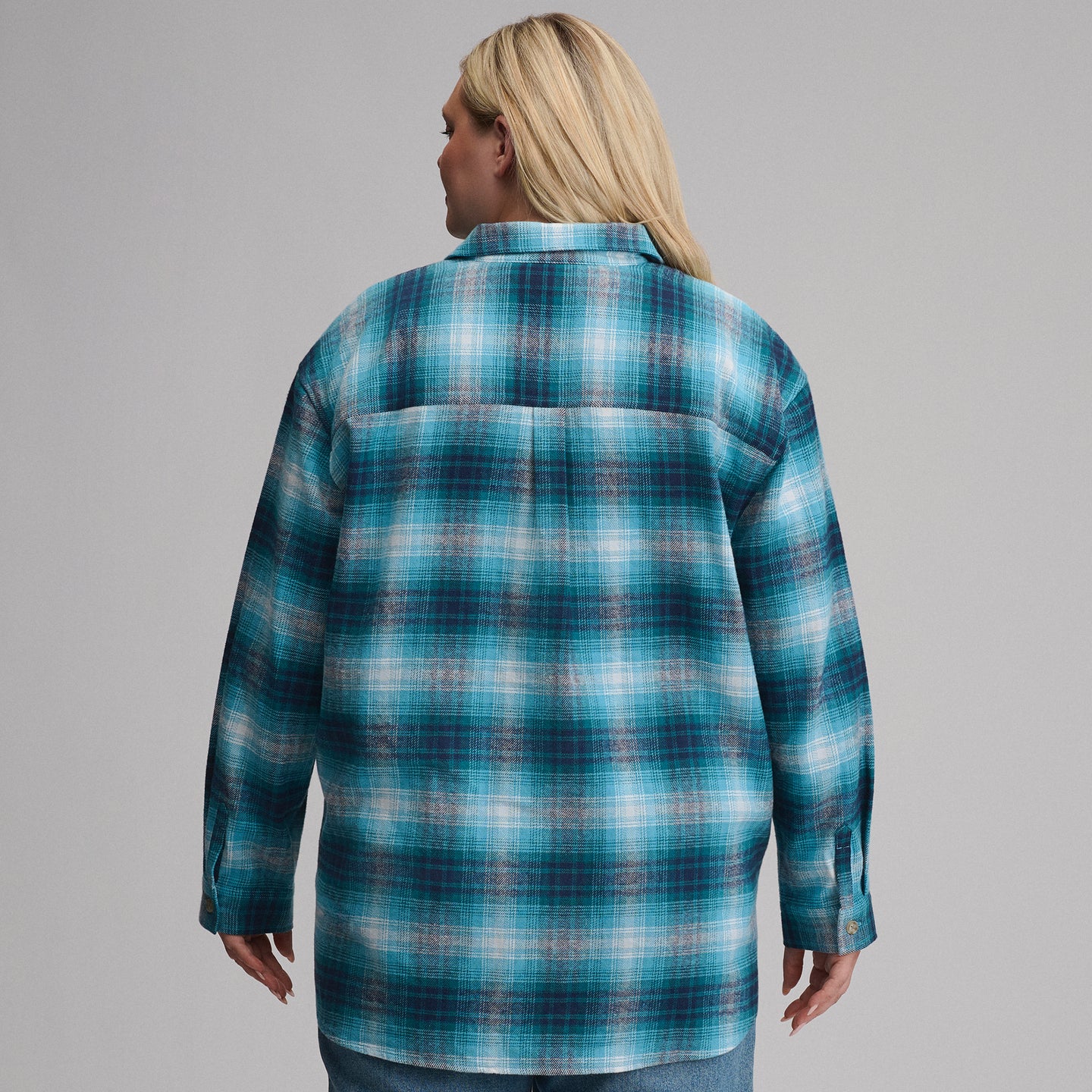 Women's Long-Sleeve Heritage Soft Boyfriend Flannel Shirt-Sea Spray-2