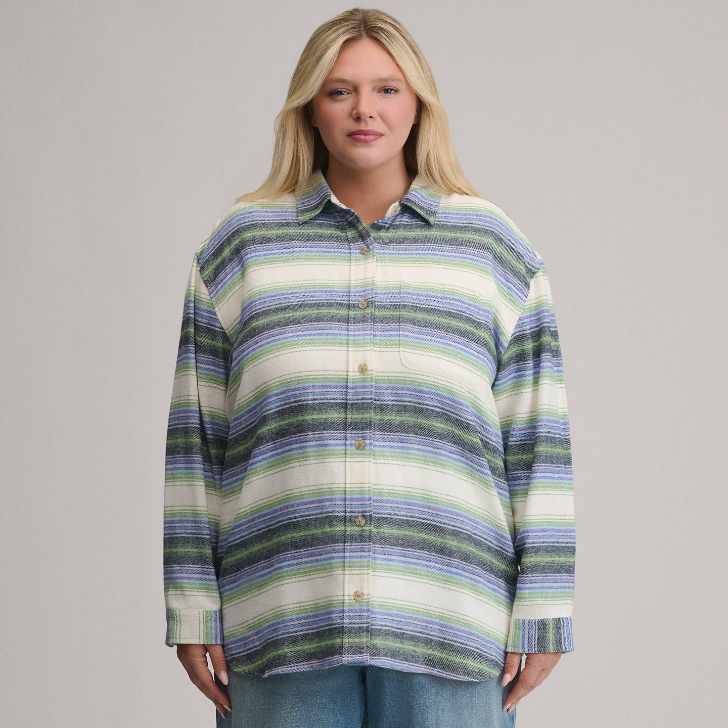 Women's Long-Sleeve Heritage Soft Boyfriend Flannel Shirt-Limestone-5