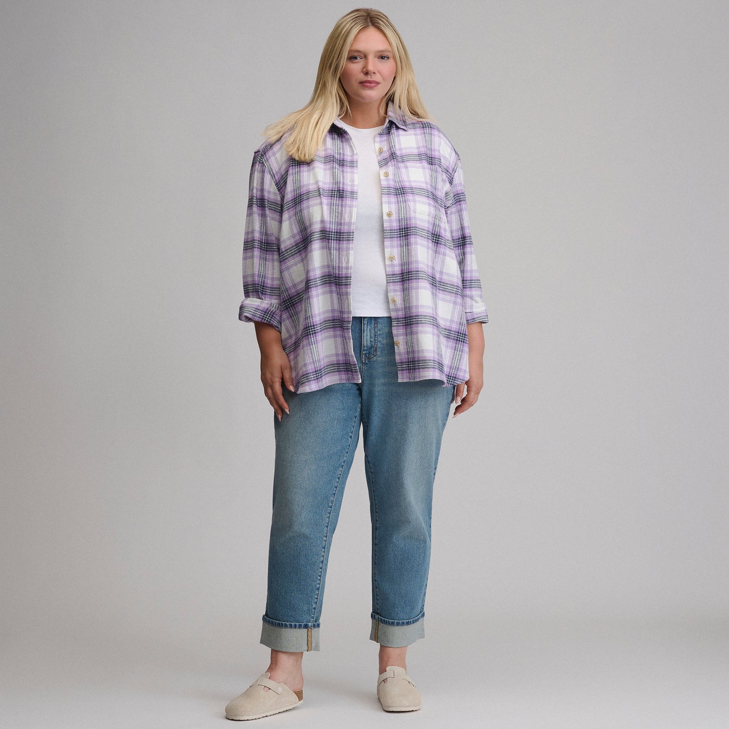 Women's Long-Sleeve Heritage Soft Boyfriend Flannel Shirt-Orchid-12