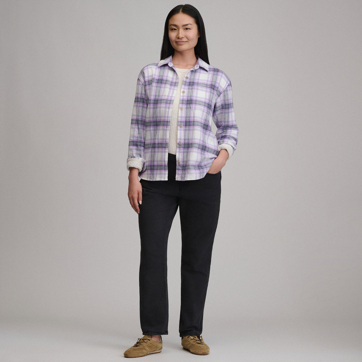 Women's Long-Sleeve Heritage Soft Boyfriend Flannel Shirt-Orchid-12