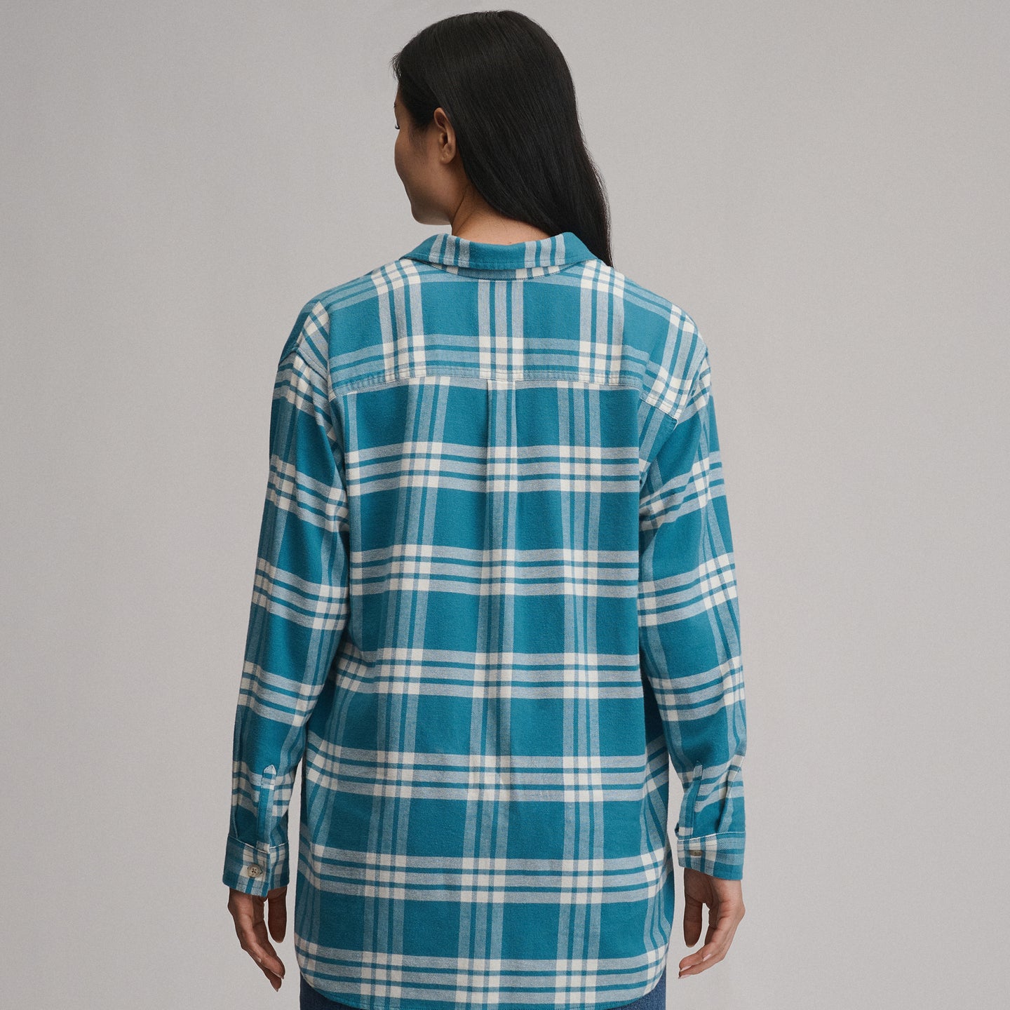 Women's Field Flex Boyfriend Flannel Shirt-Azure-2