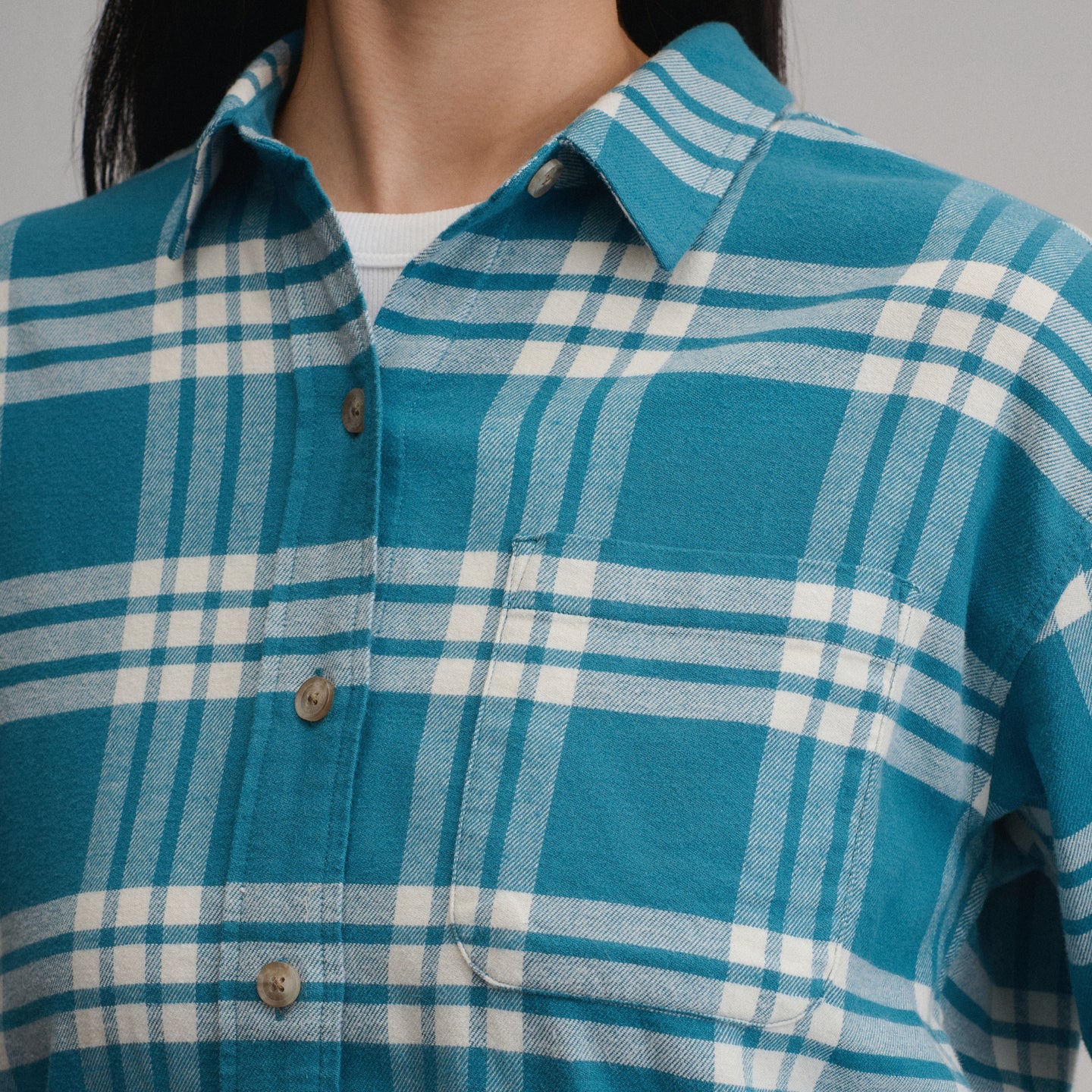 Women's Field Flex Boyfriend Flannel Shirt-Azure-3