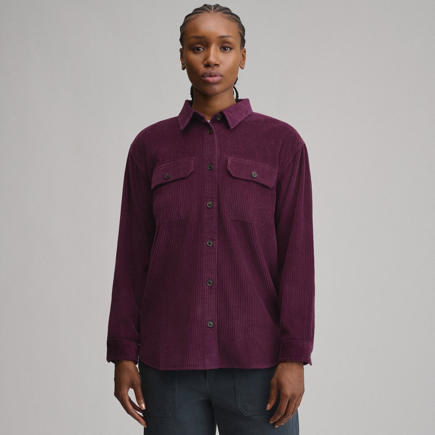 Women's Canyons Corduroy Boyfriend Overshirt-Rosewood-1