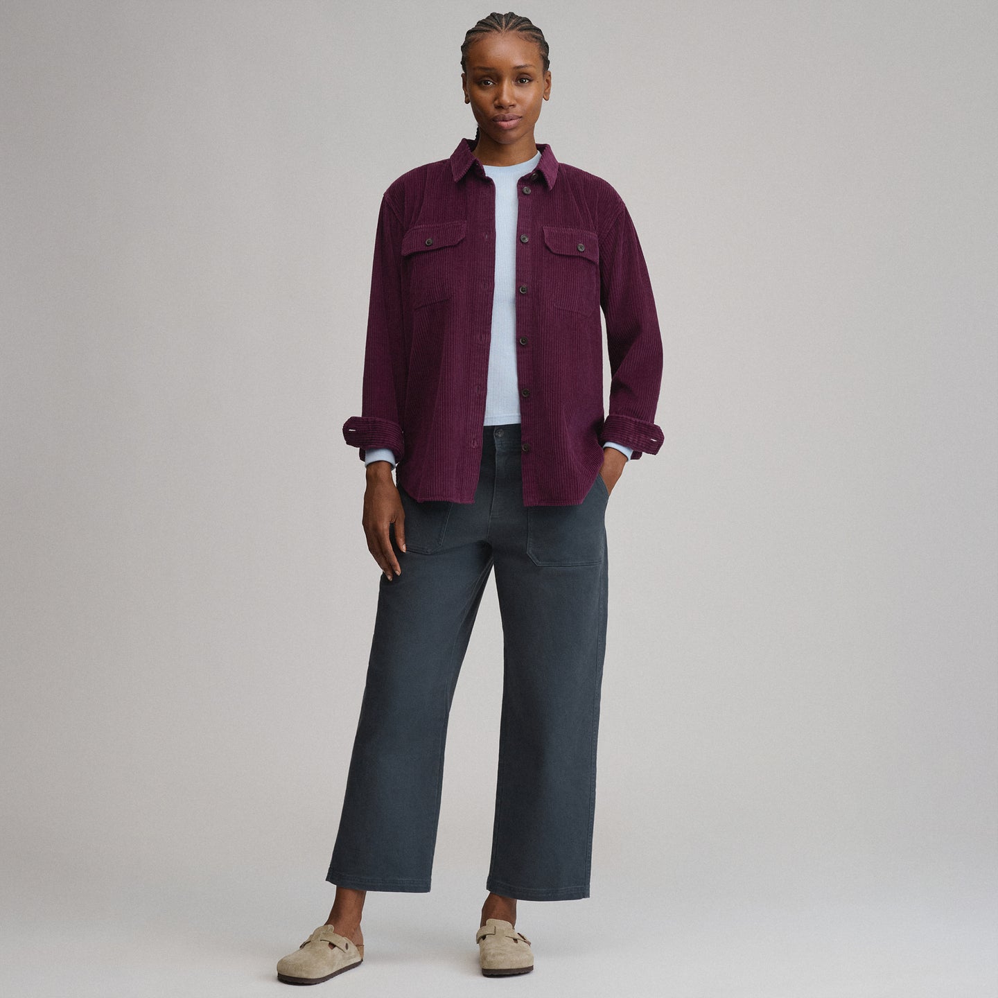 Women's Canyons Corduroy Boyfriend Overshirt-Rosewood-4