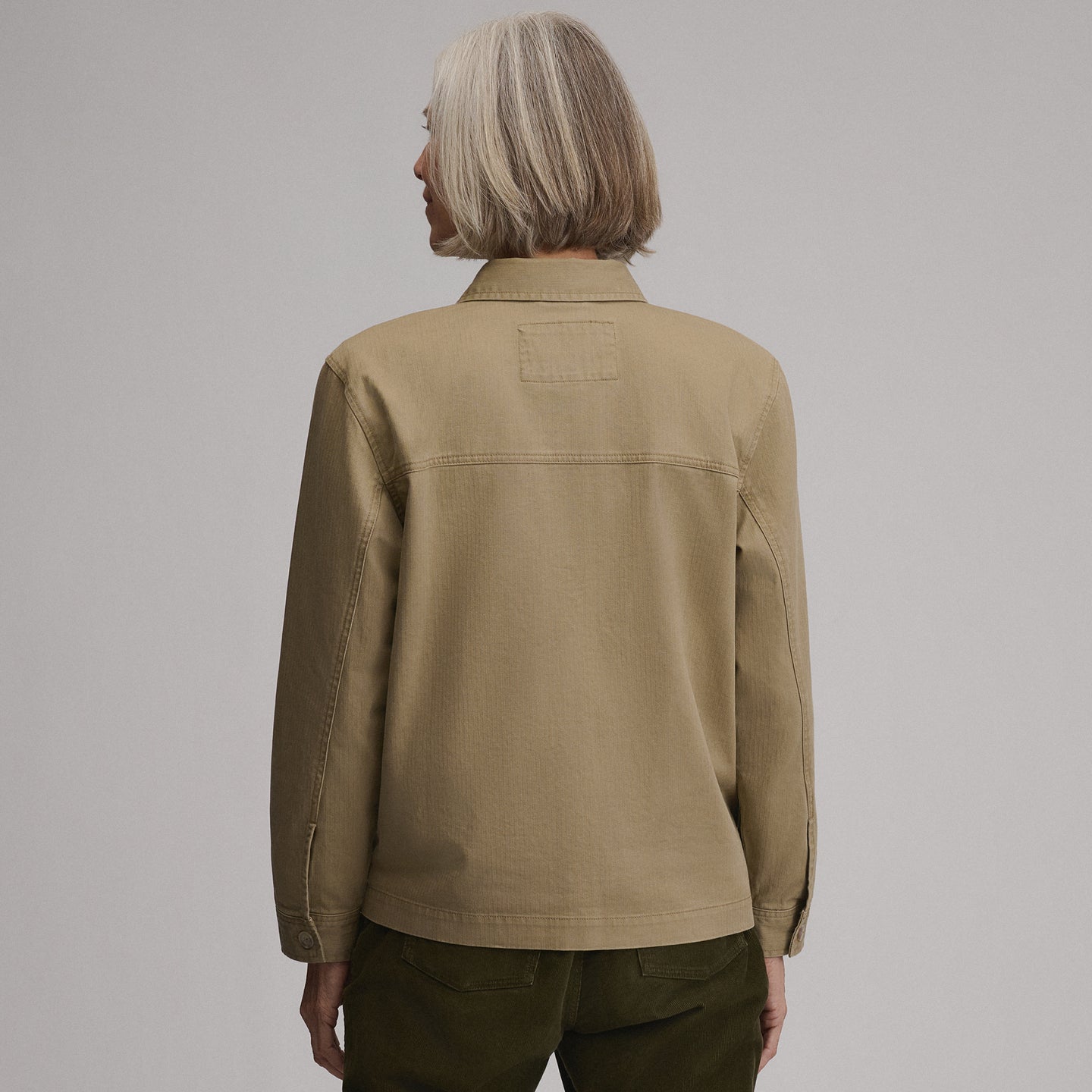 Women's Cotton Twill Shirt Jacket-Dark Khaki-2