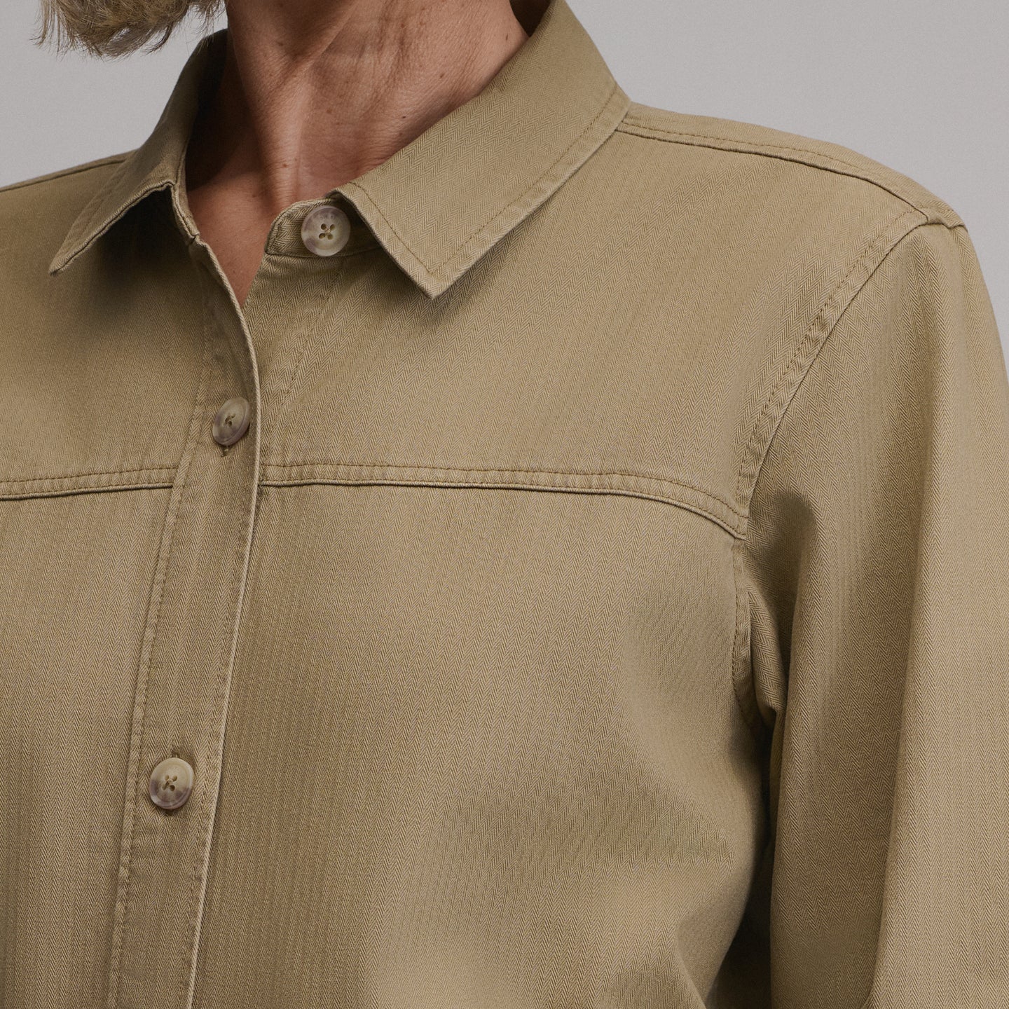 Women's Cotton Twill Shirt Jacket-Dark Khaki-3