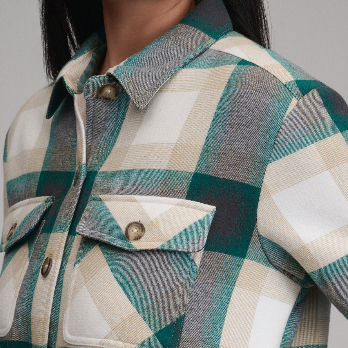 Women's Heritage Faux Sherpa Bonded Shirt Jacket-Sea Glass-3