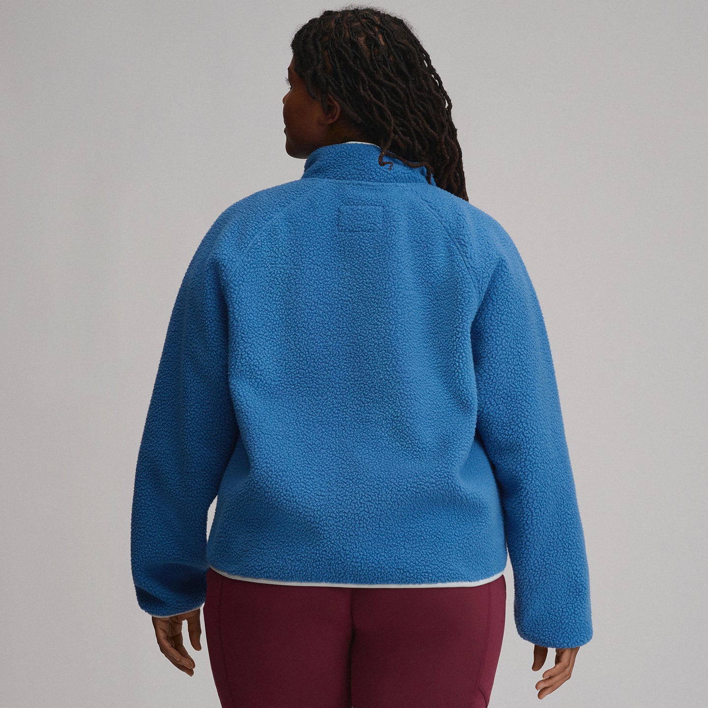 Women's Plush Fleece Snap-Mock Pullover-Dk Chambray-2