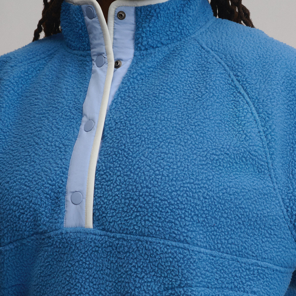 Women's Plush Fleece Snap-Mock Pullover-Dk Chambray-3