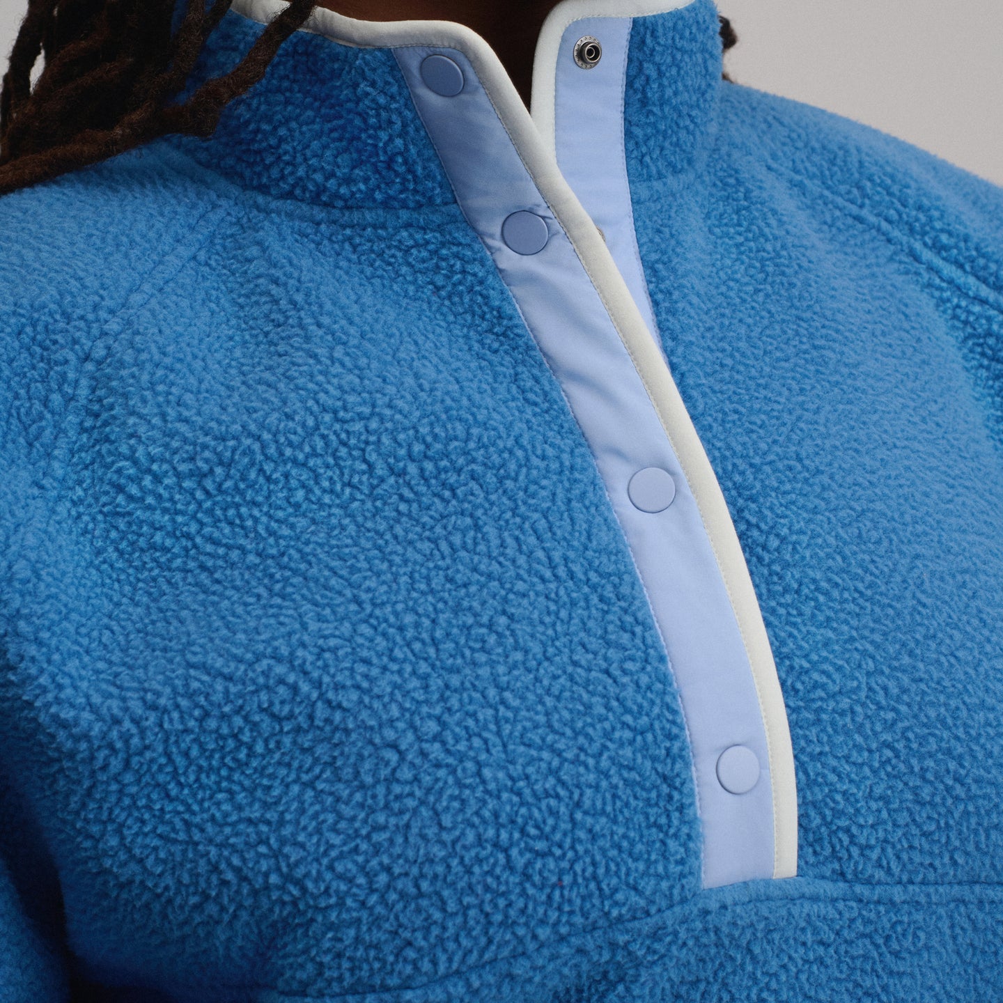 Women's Plush Fleece Snap-Mock Pullover-Dk Chambray-4