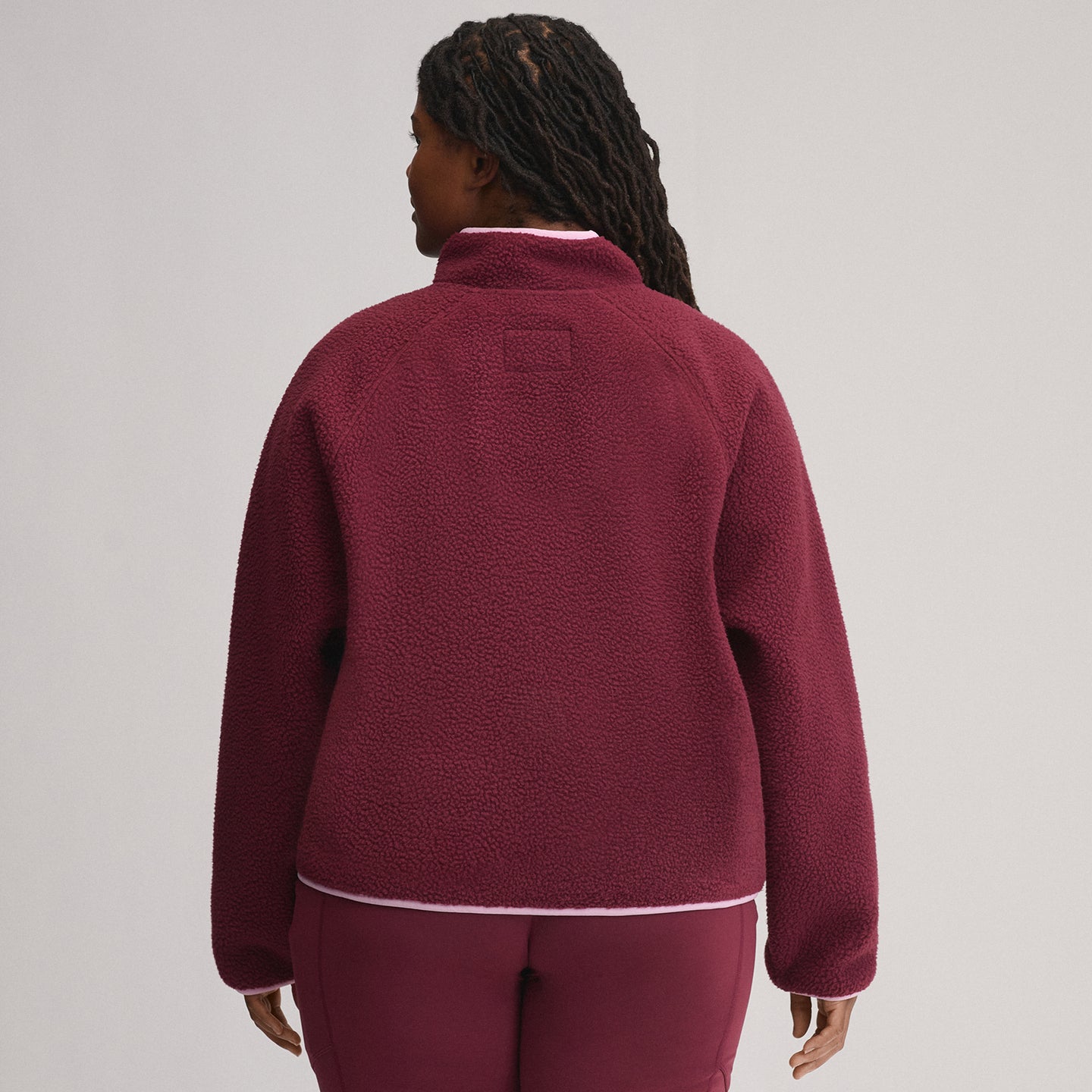 Women's Plush Fleece Snap-Mock Pullover-Dk Lava-7