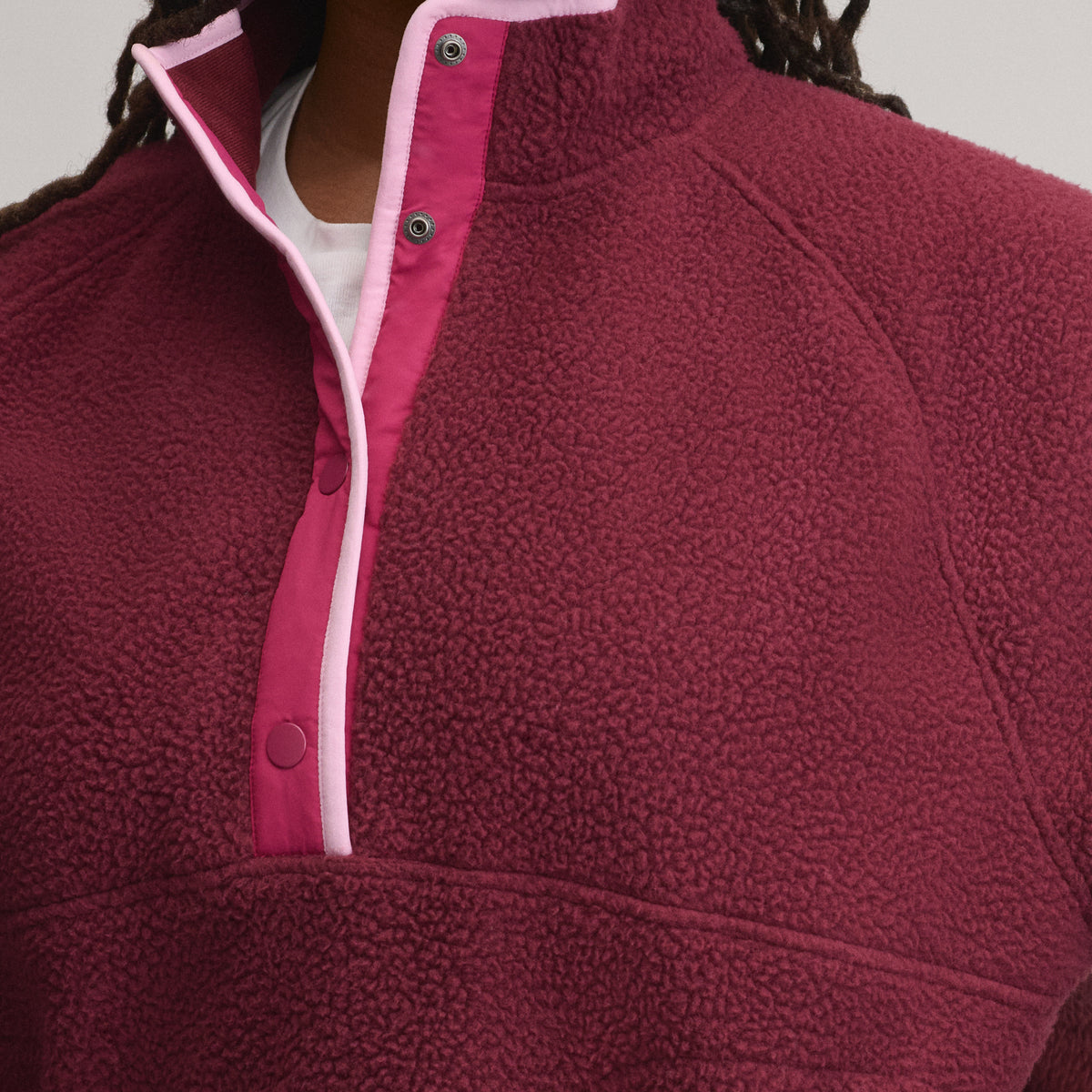 Women's Plush Fleece Snap-Mock Pullover-Dk Lava-8