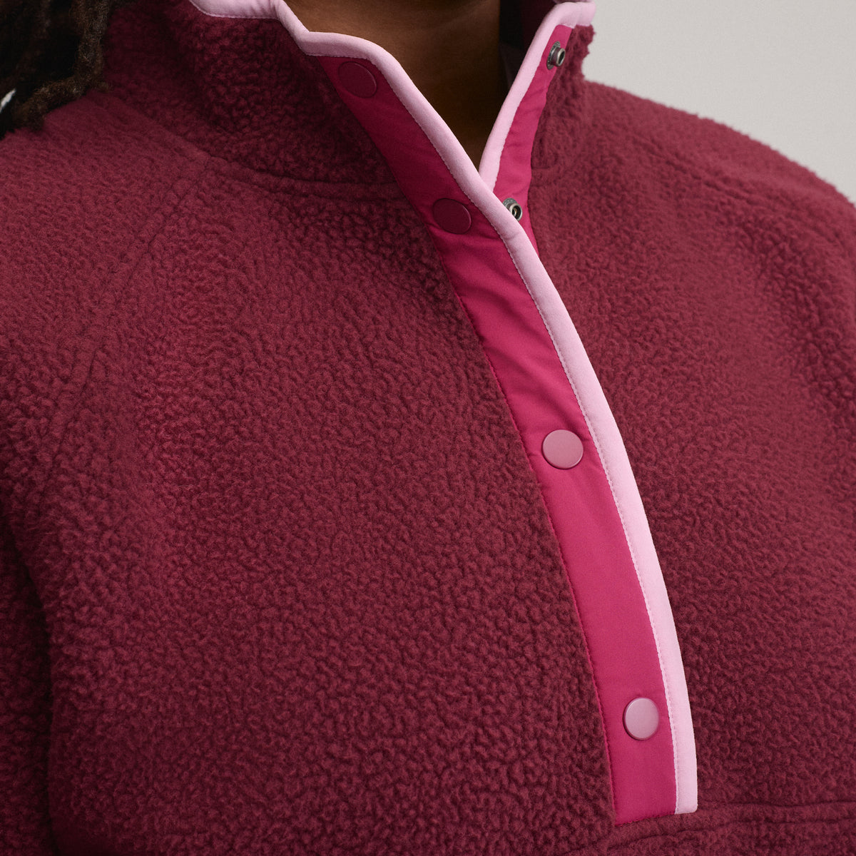 Women's Plush Fleece Snap-Mock Pullover-Dk Lava-9