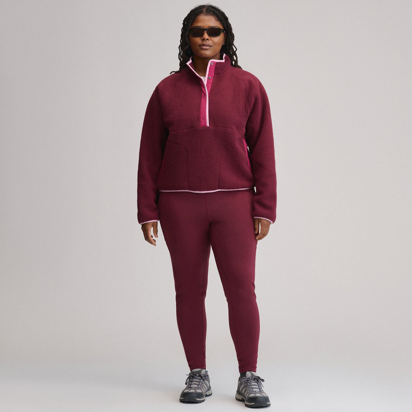 Women's Plush Fleece Snap-Mock Pullover-Dk Lava-10