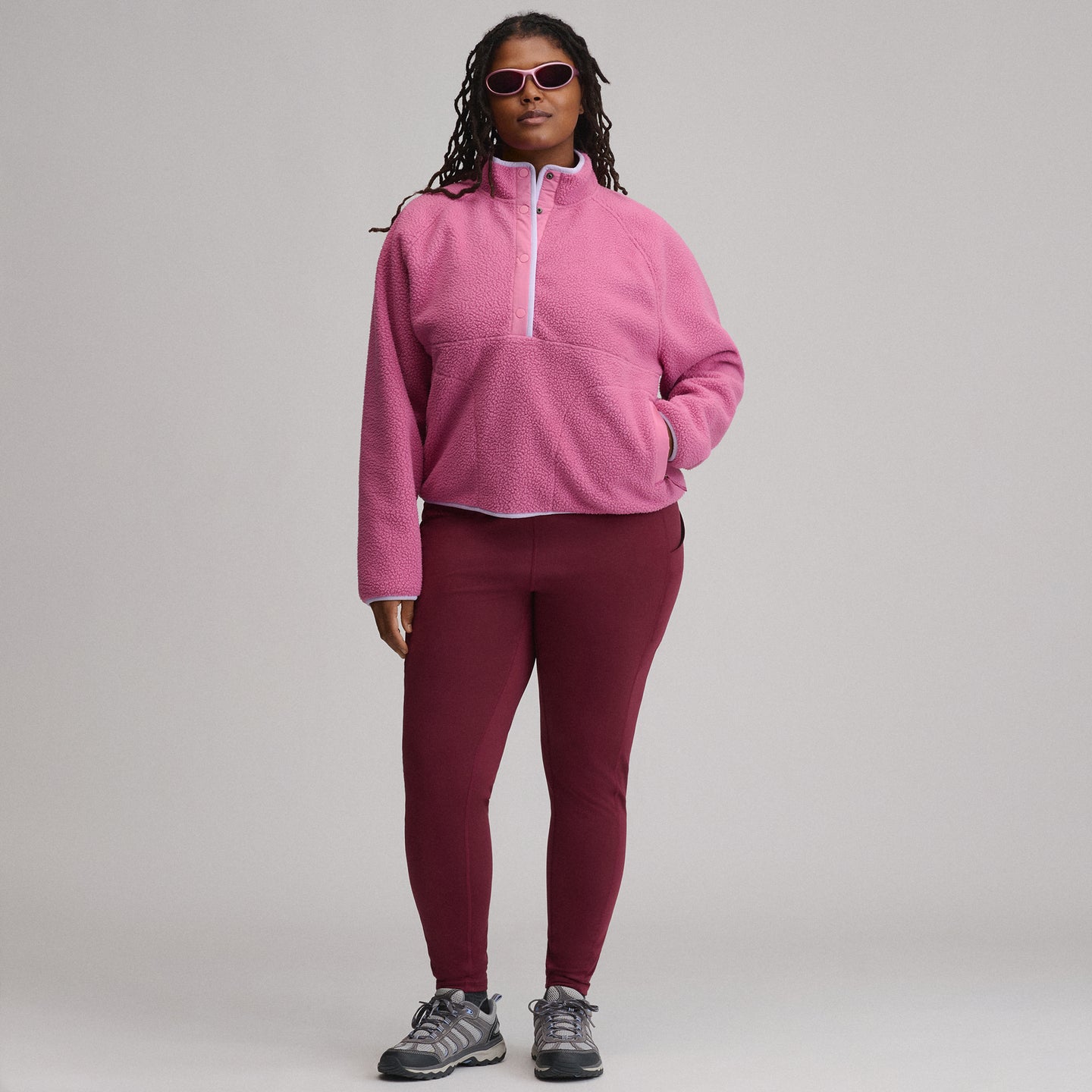 Women's Plush Fleece Snap-Mock Pullover-Dusty Rose-15