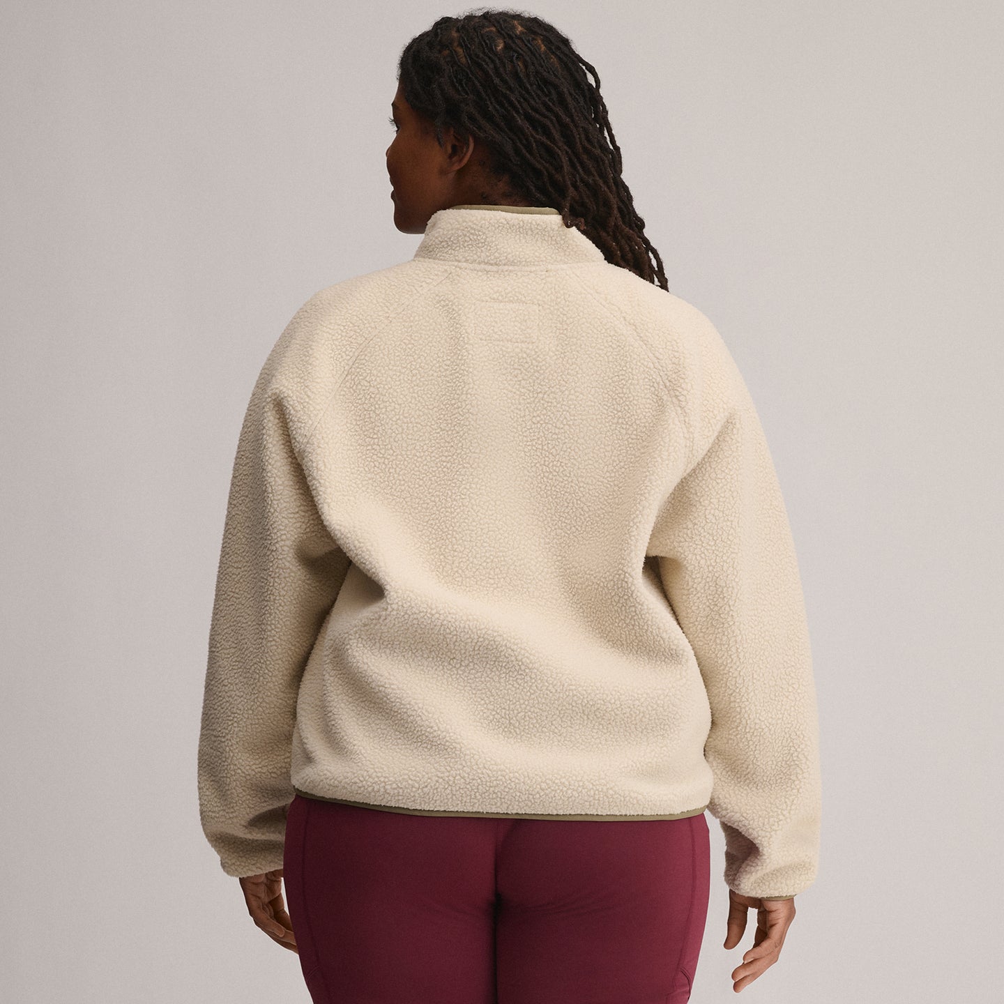 Women's Plush Fleece Snap-Mock Pullover-Jute-17