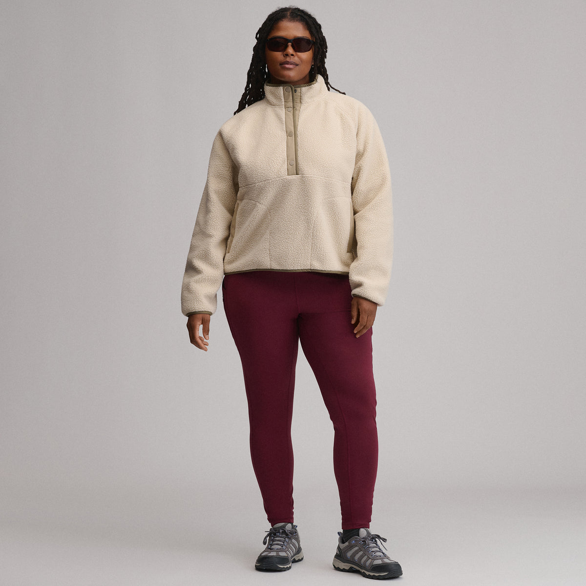 Women's Plush Fleece Snap-Mock Pullover-Jute-20