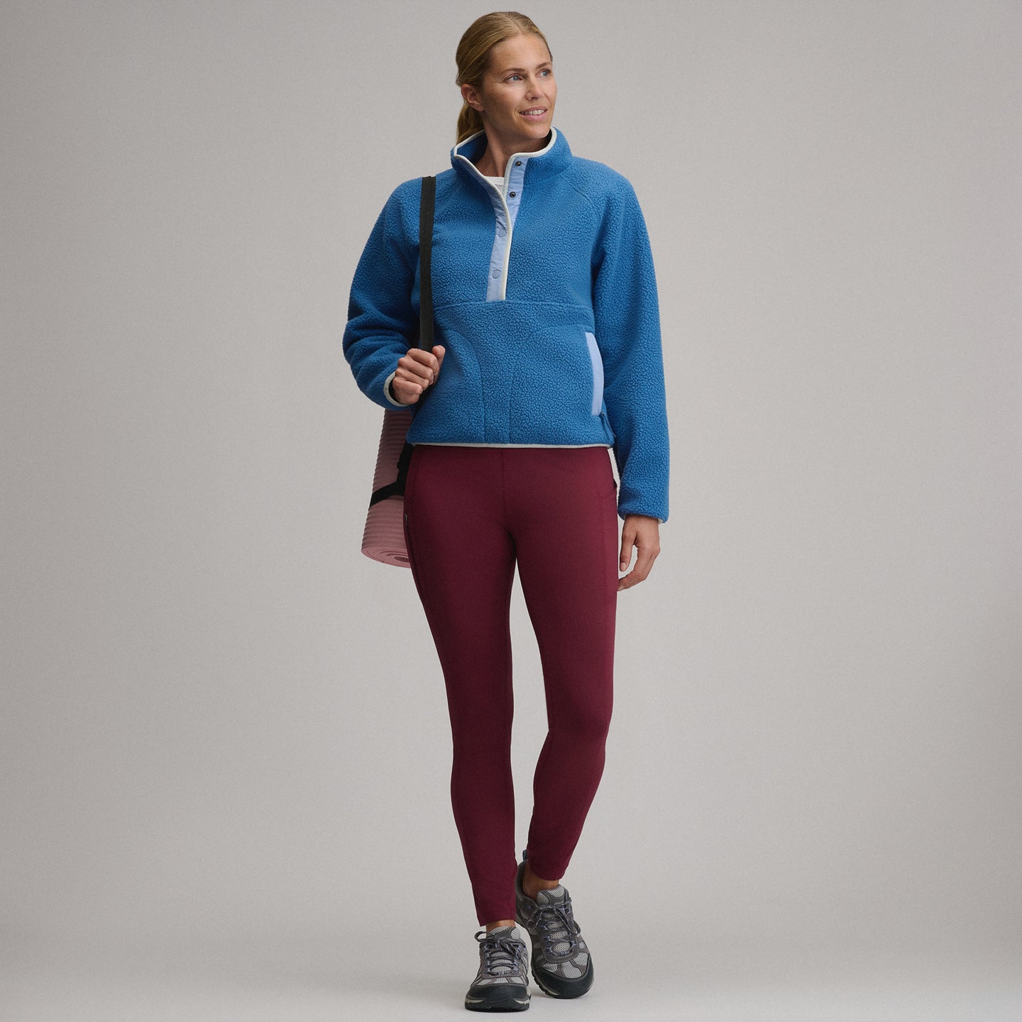 Women's Plush Fleece Snap-Mock Pullover-Dk Chambray-4