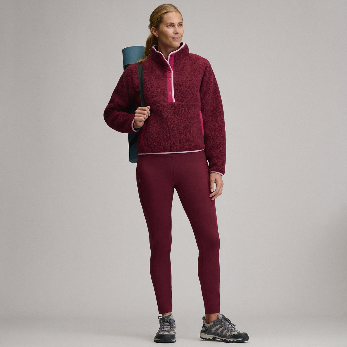 Women's Plush Fleece Snap-Mock Pullover-Dk Lava-8