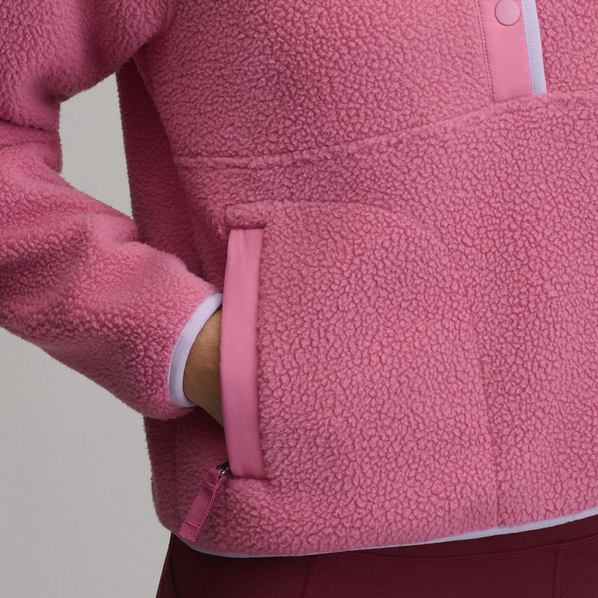 Women's Plush Fleece Snap-Mock Pullover-Dusty Rose-11
